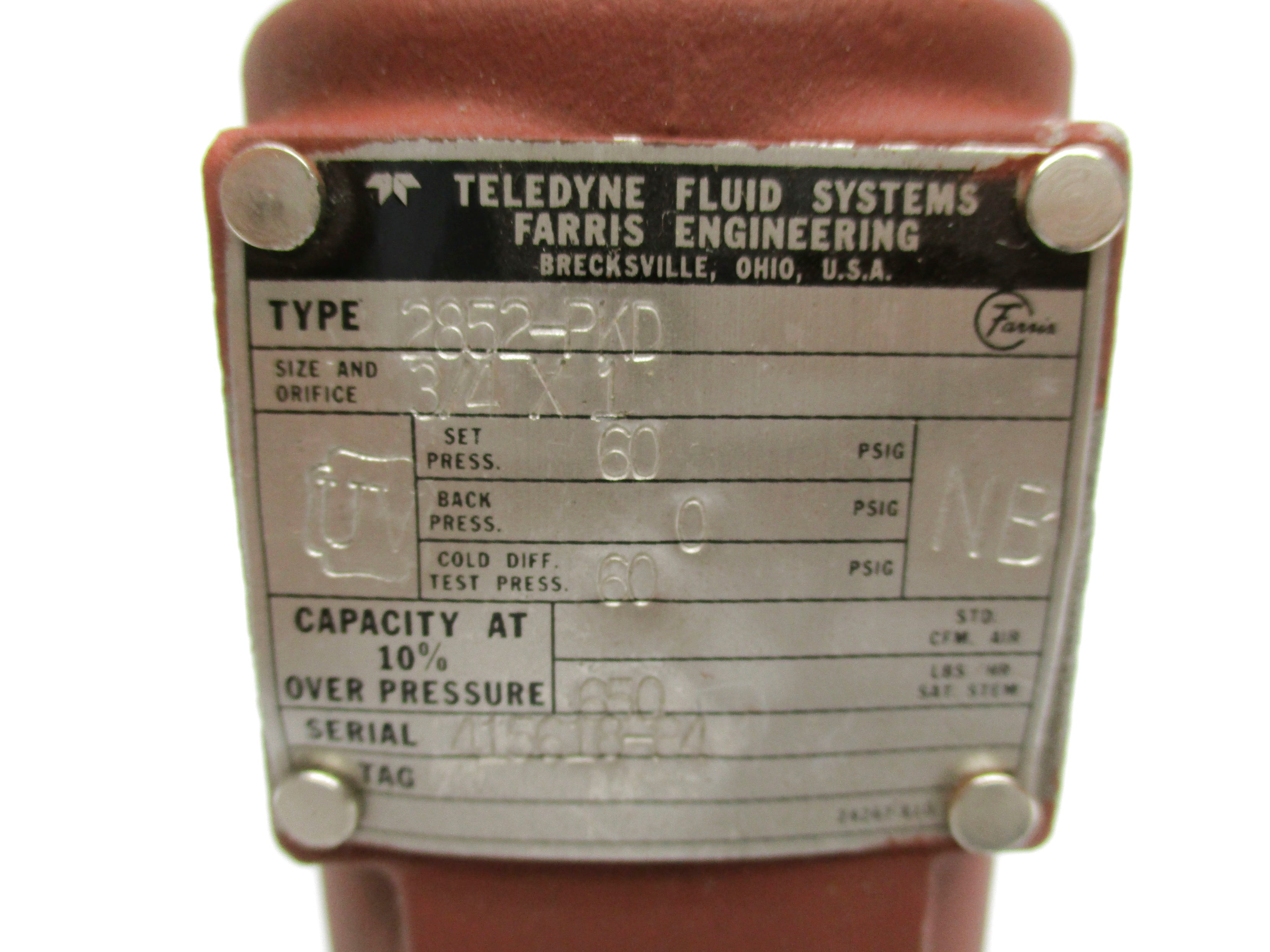 TELEDYNE 2852-PKD 60PSIG NSNP