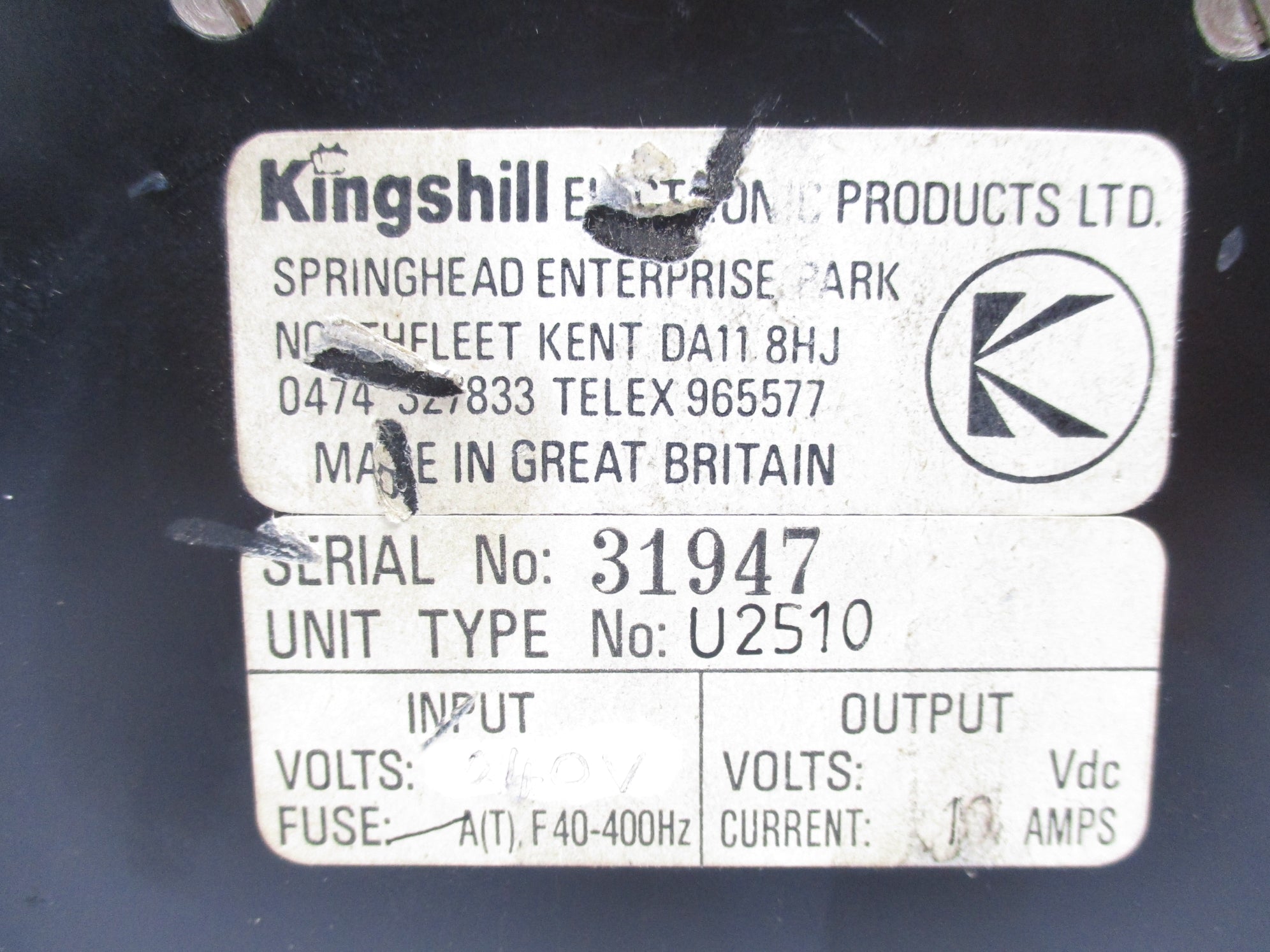 KINGSHILL U2510 (AS PICTURED) UNMP