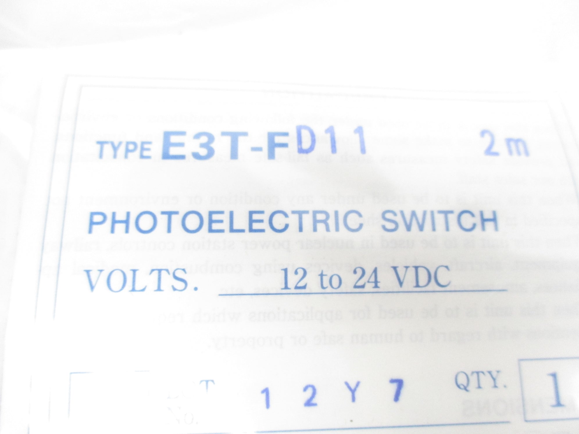 OMRON E3T-FD11 12-24VDC 2M NSMP