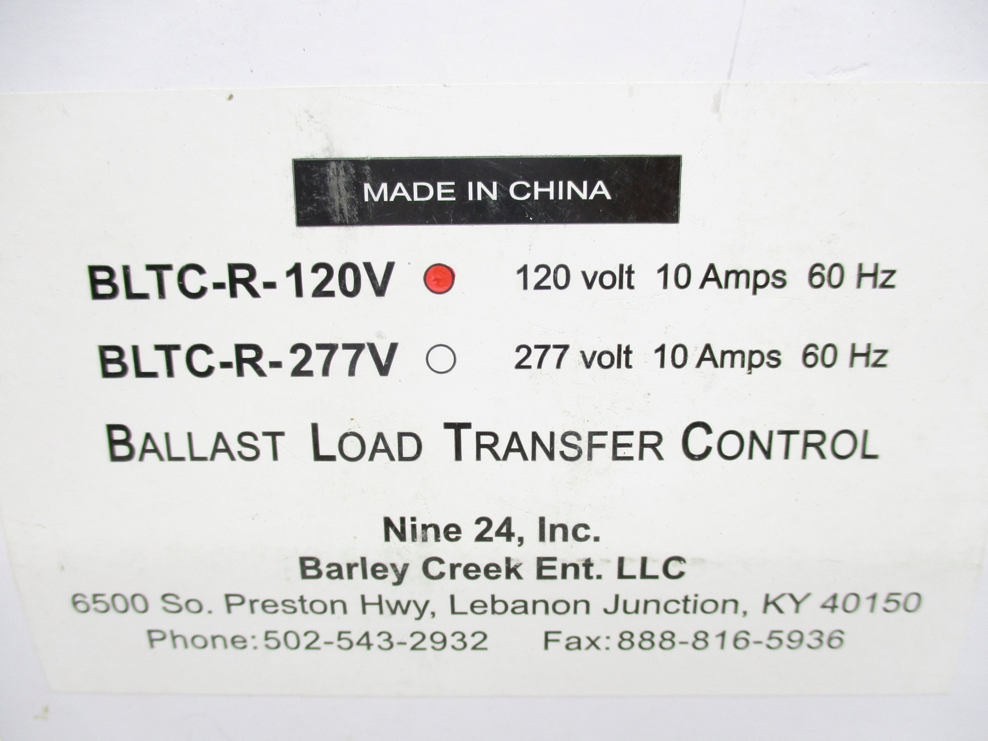 NINE 24 INC. BLTC-R-120V NSMP