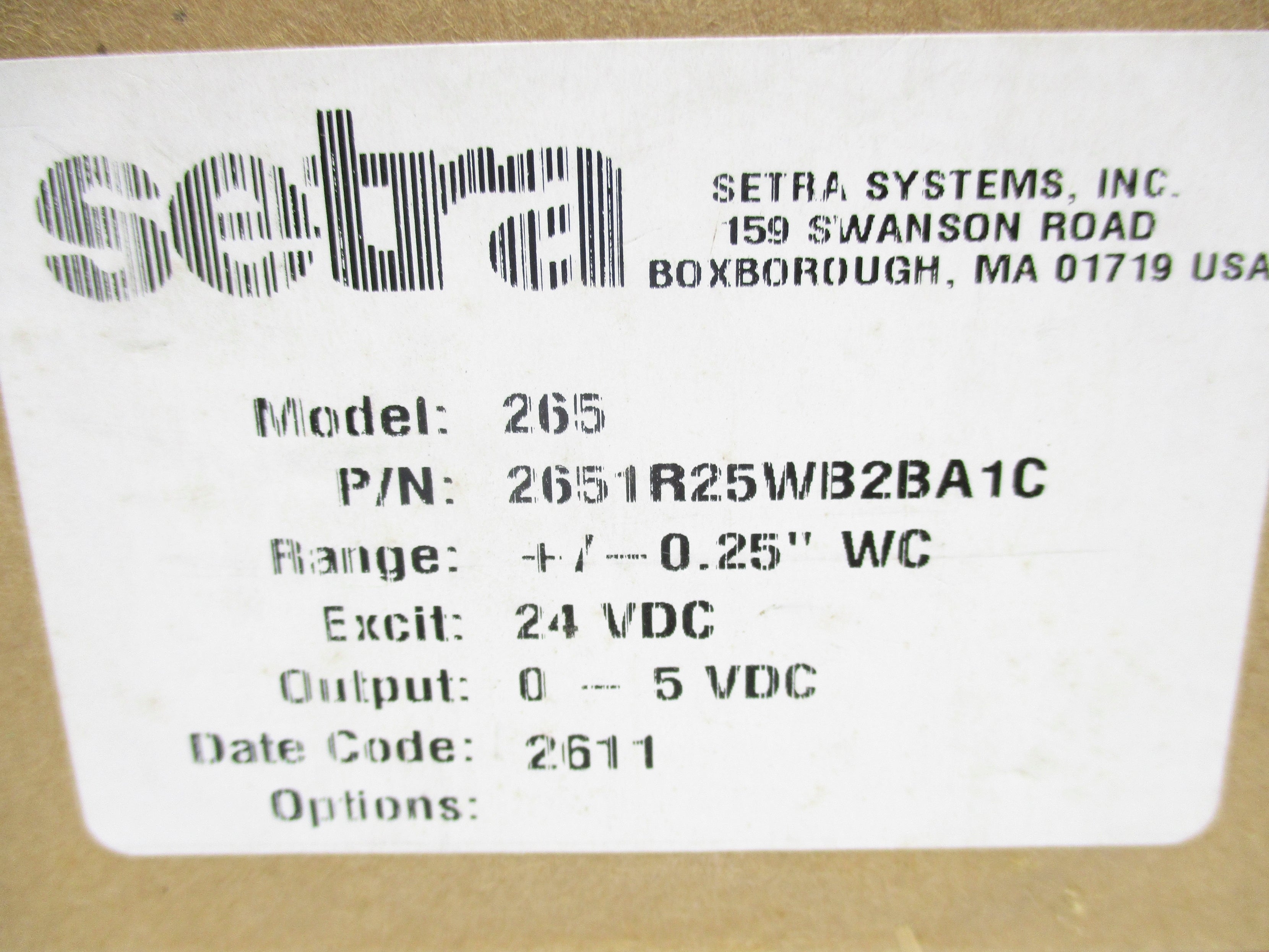 SETRA 2651R25WB2BA1C 265 24VDC NSMP