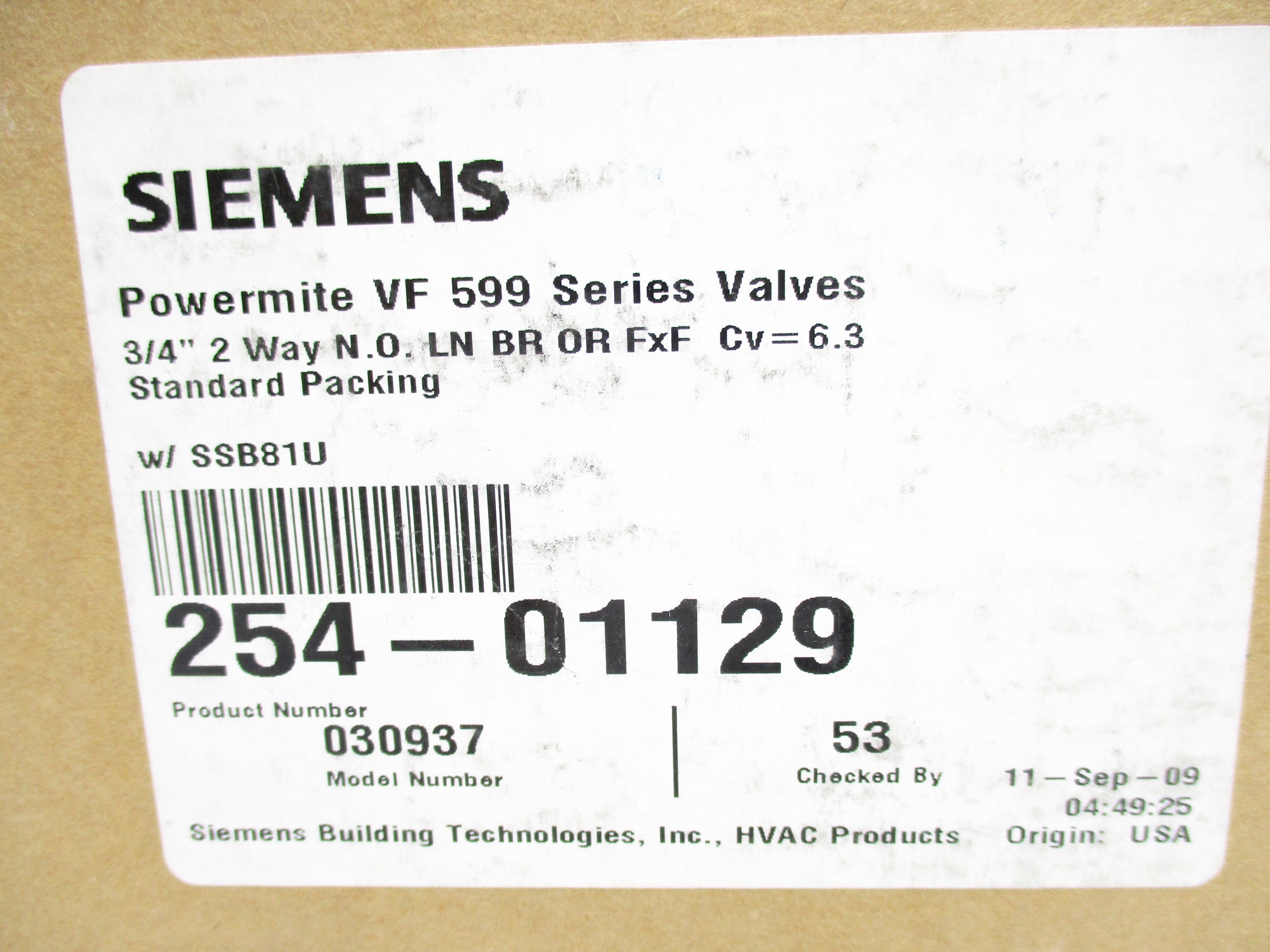 SIEMENS 254-01129 24VAC NSMP