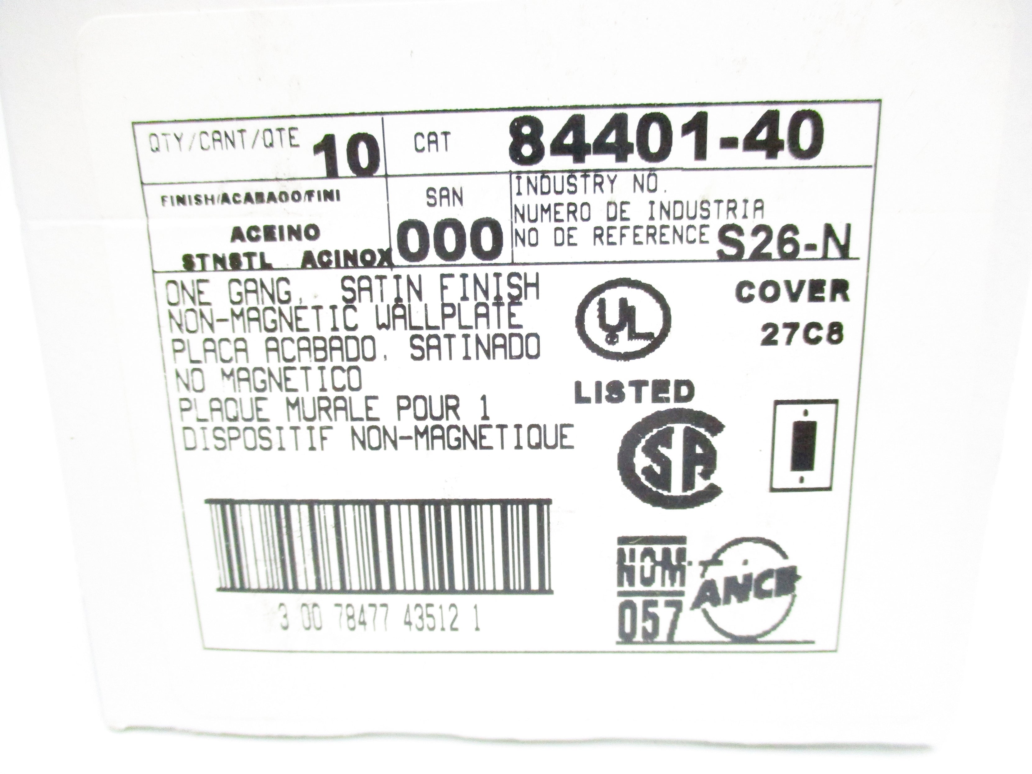 LEVITON 84401-40 (PKG OF 10) NSMP