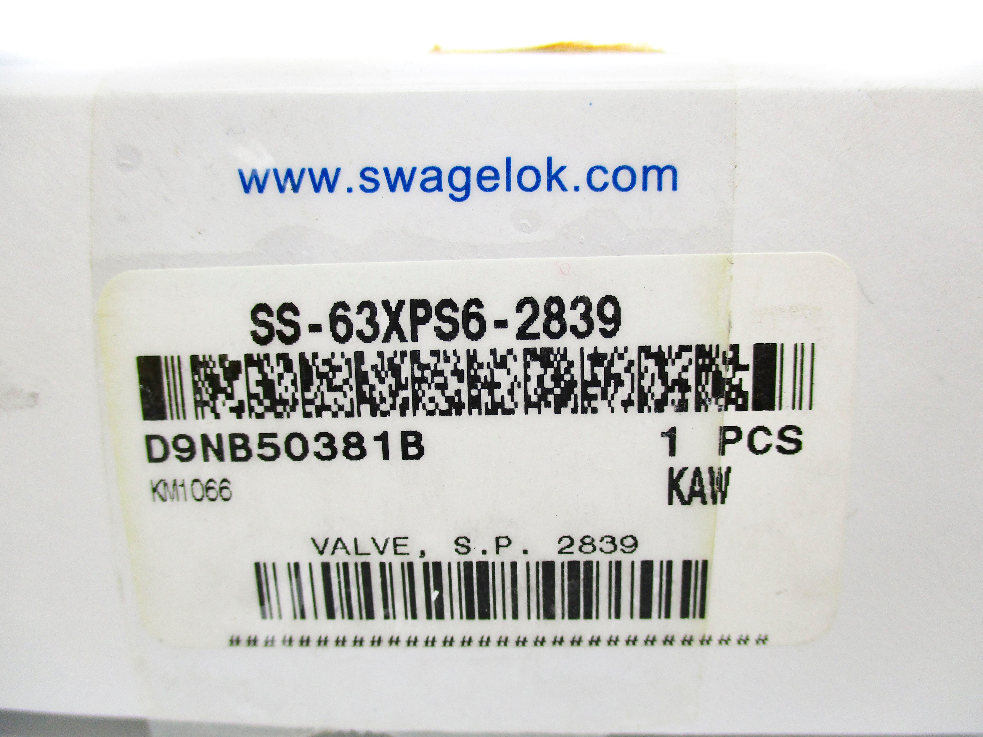 SWAGELOK SS-63XPS6-2839 1000PSIG NSMP