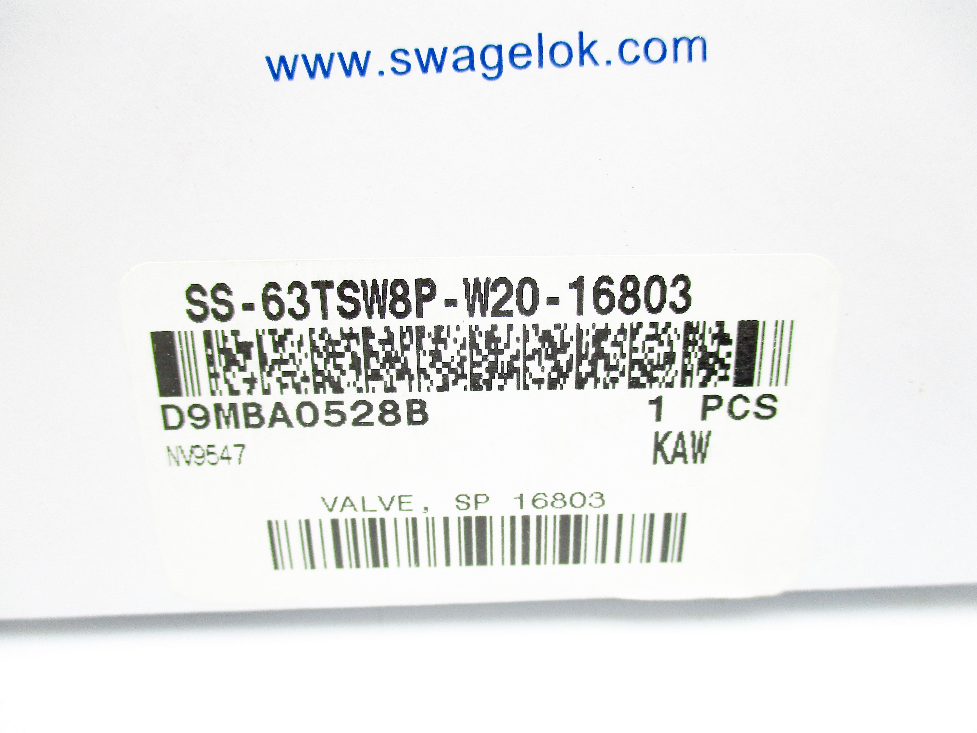 SWAGELOK SS-63TSW8P-W20-16803 NSMP