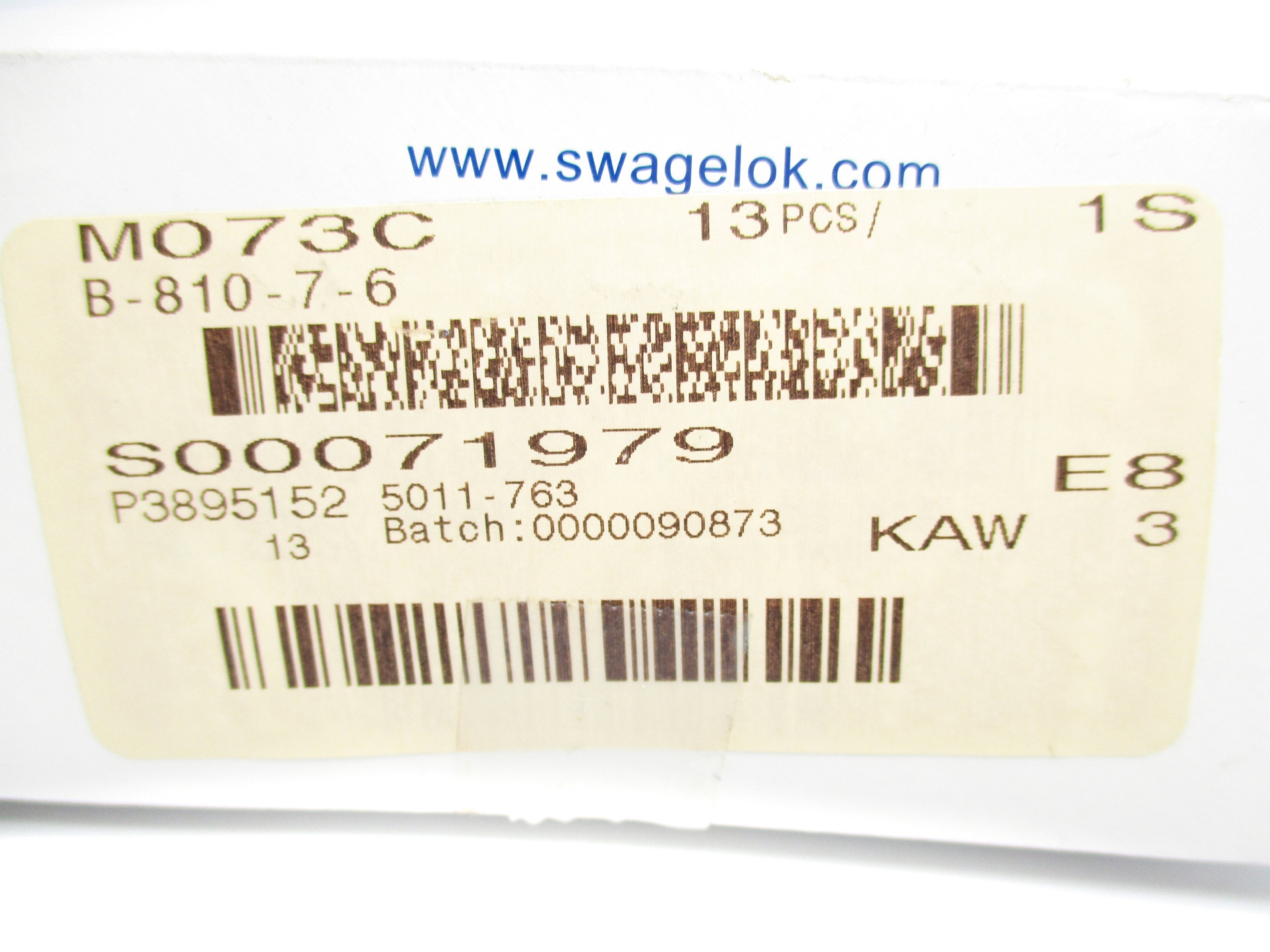 SWAGELOK B-810-7-6 (PKG OF 13) NSMP