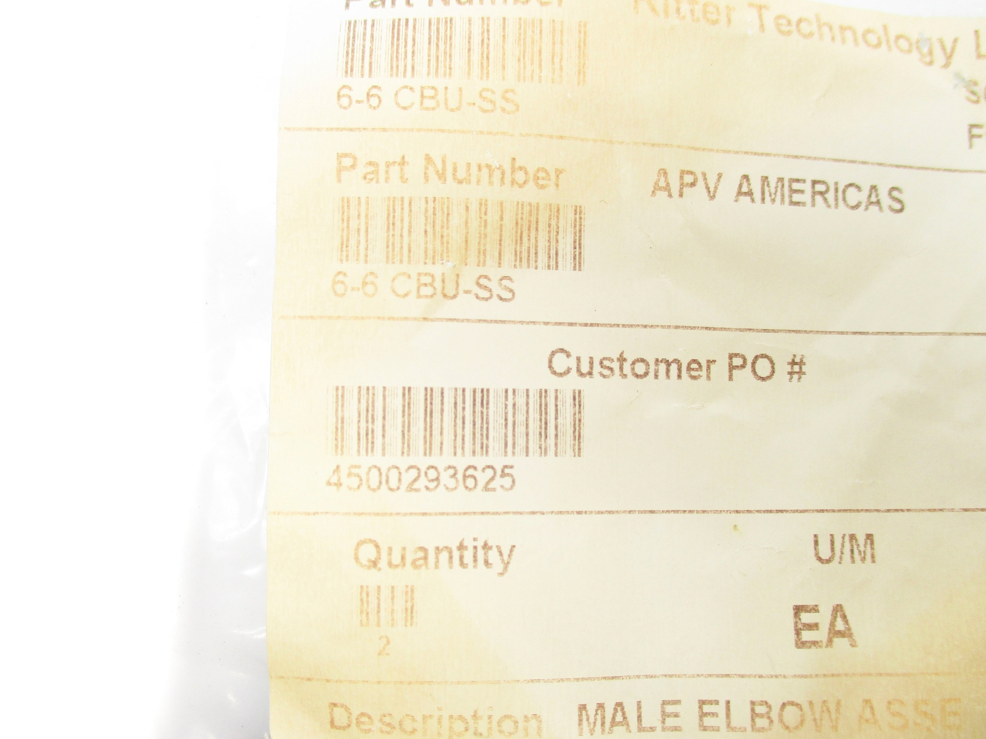 PARKER 6-6CBU-SS (PKG OF 2) NSMP