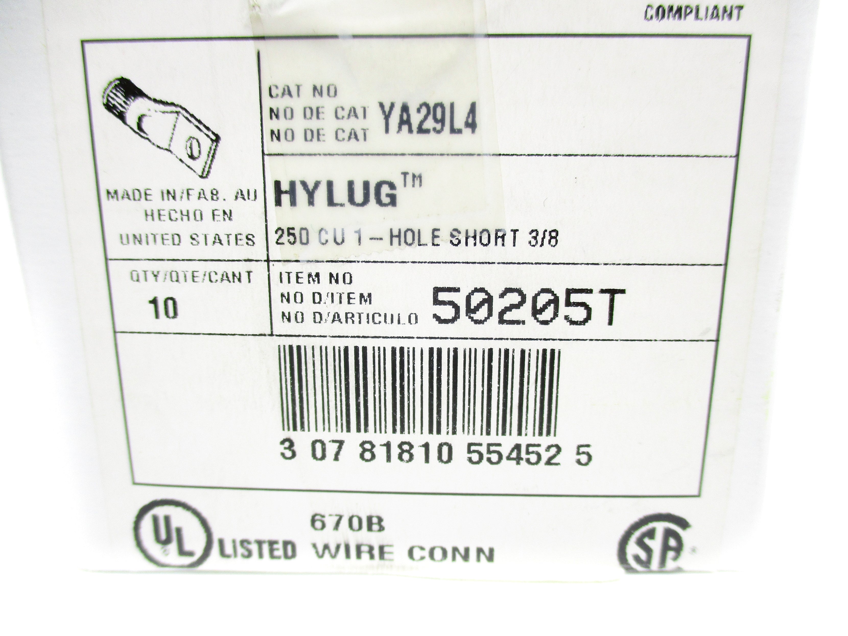BURNDY YA29L4 (PKG OF 10) NSMP
