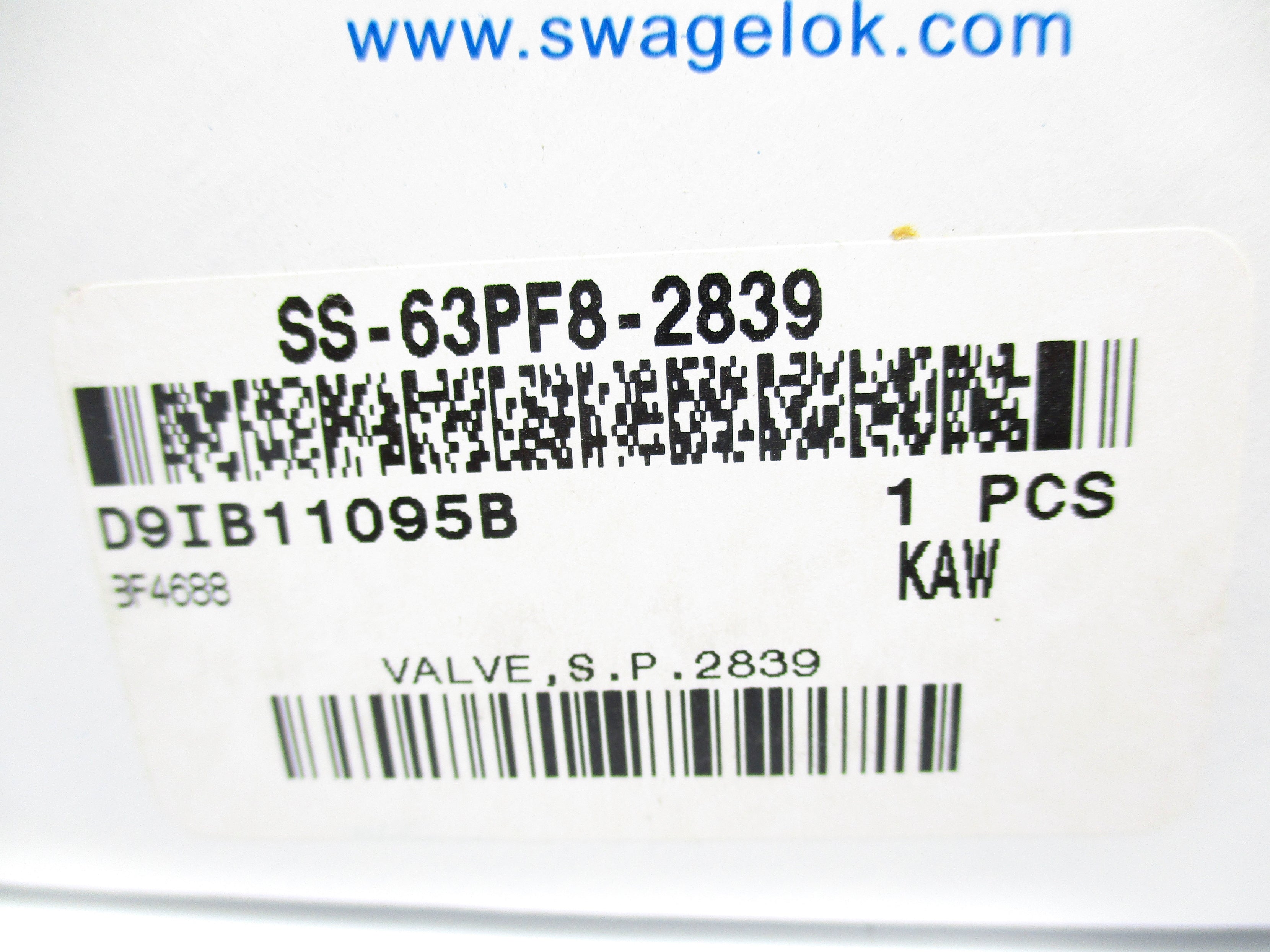 SWAGELOK SS-63PF8-2839 2500PSIG NSMP