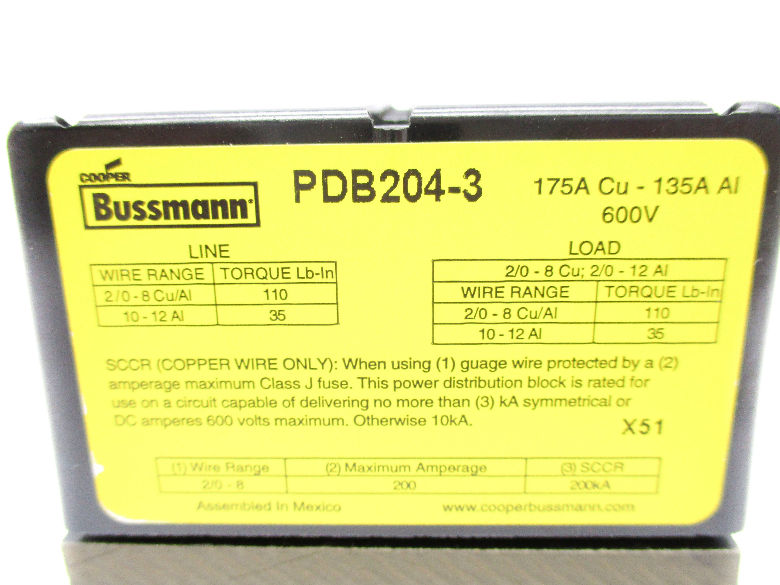 COOPER BUSSMAN PDB204-3 NSNP
