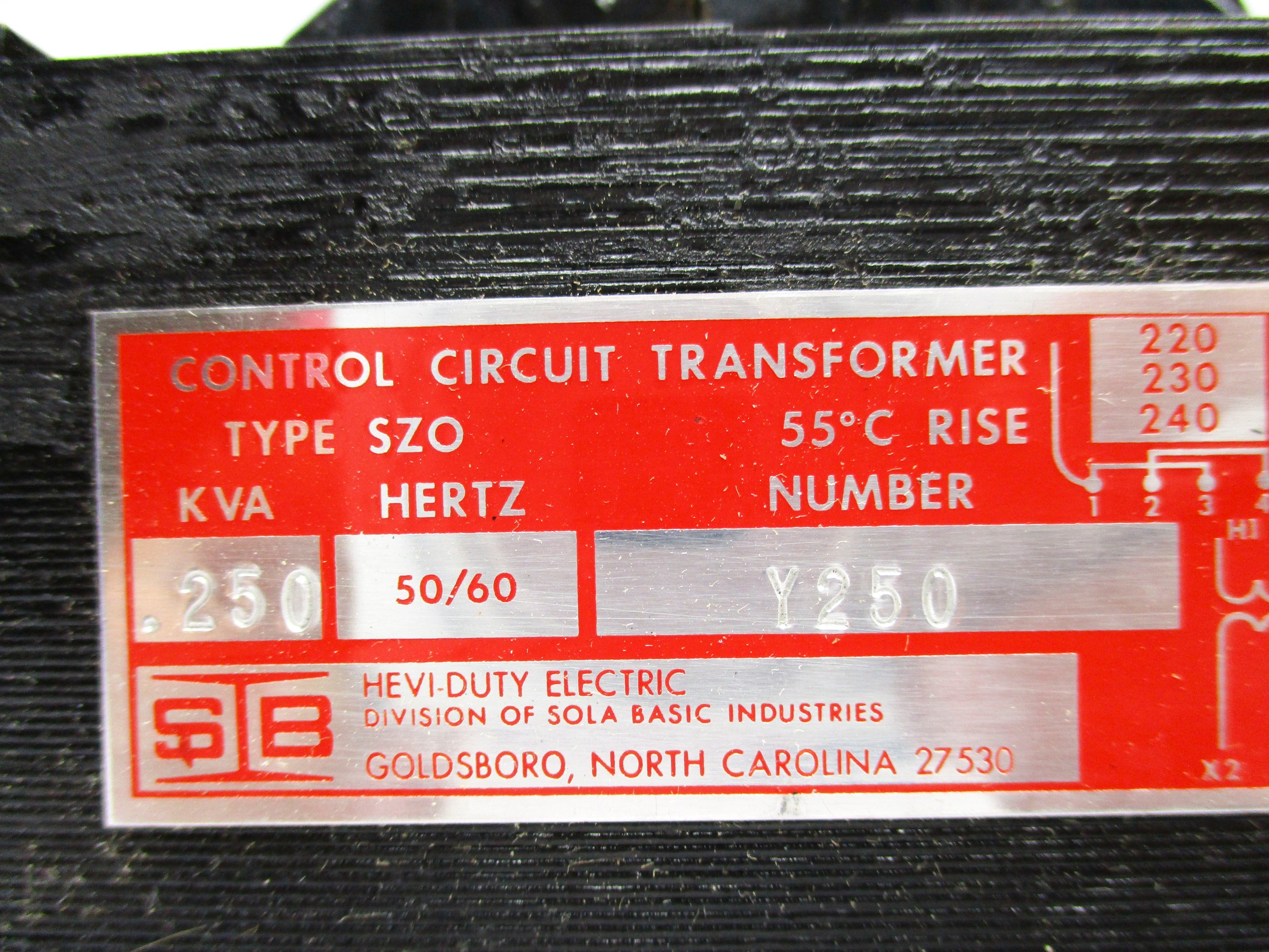 HEVI-DUTY ELECTRIC SZO Y250 NSNP