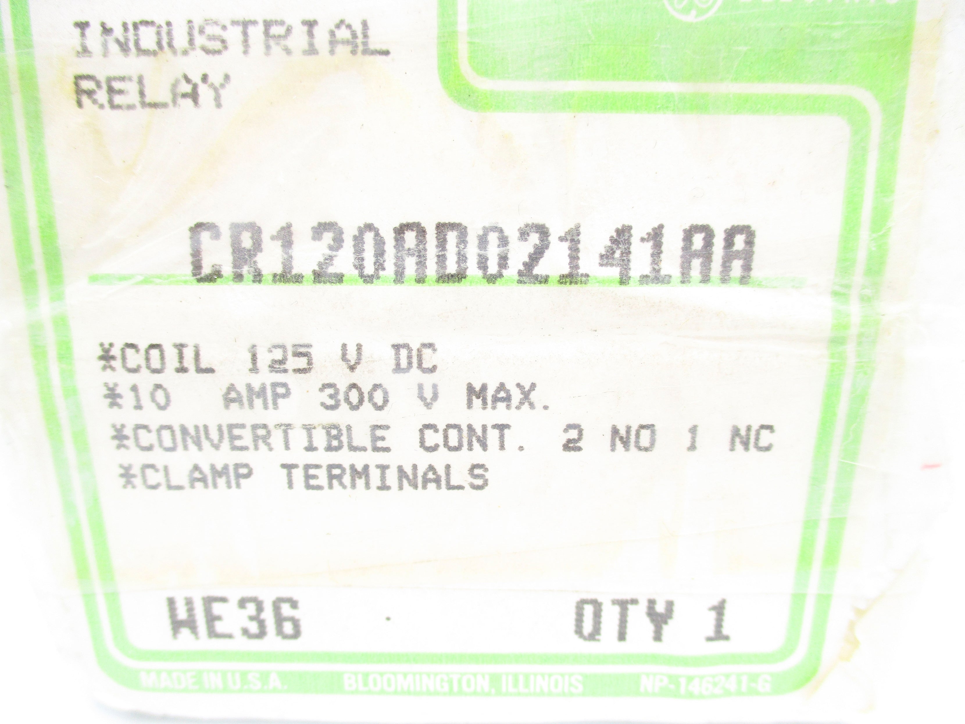GENERAL ELECTRIC CR120AD02141AA 10A 125VDC NSMP