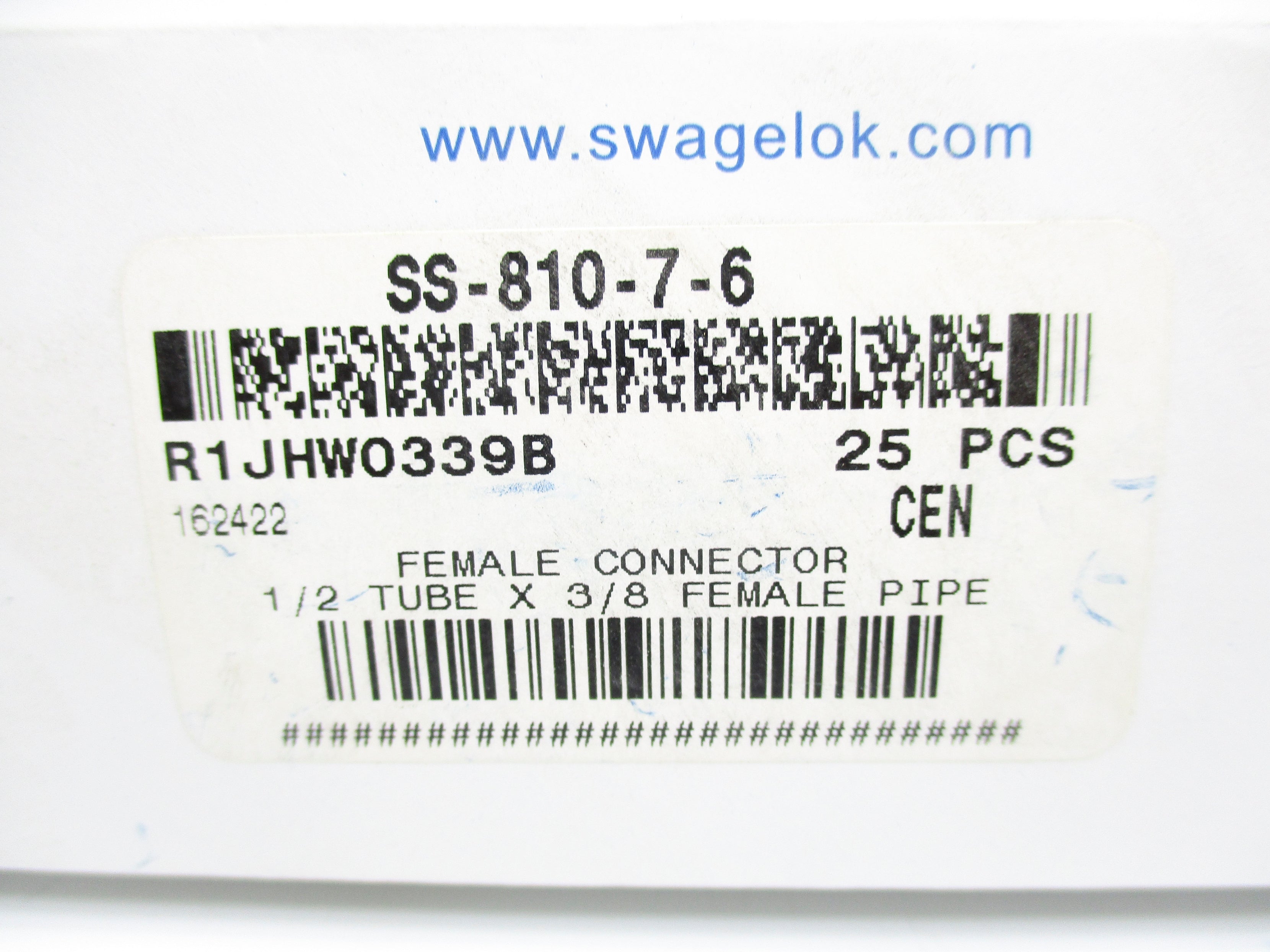 SWAGELOK SS-810-7-6 (PKG OF 25) NSMP