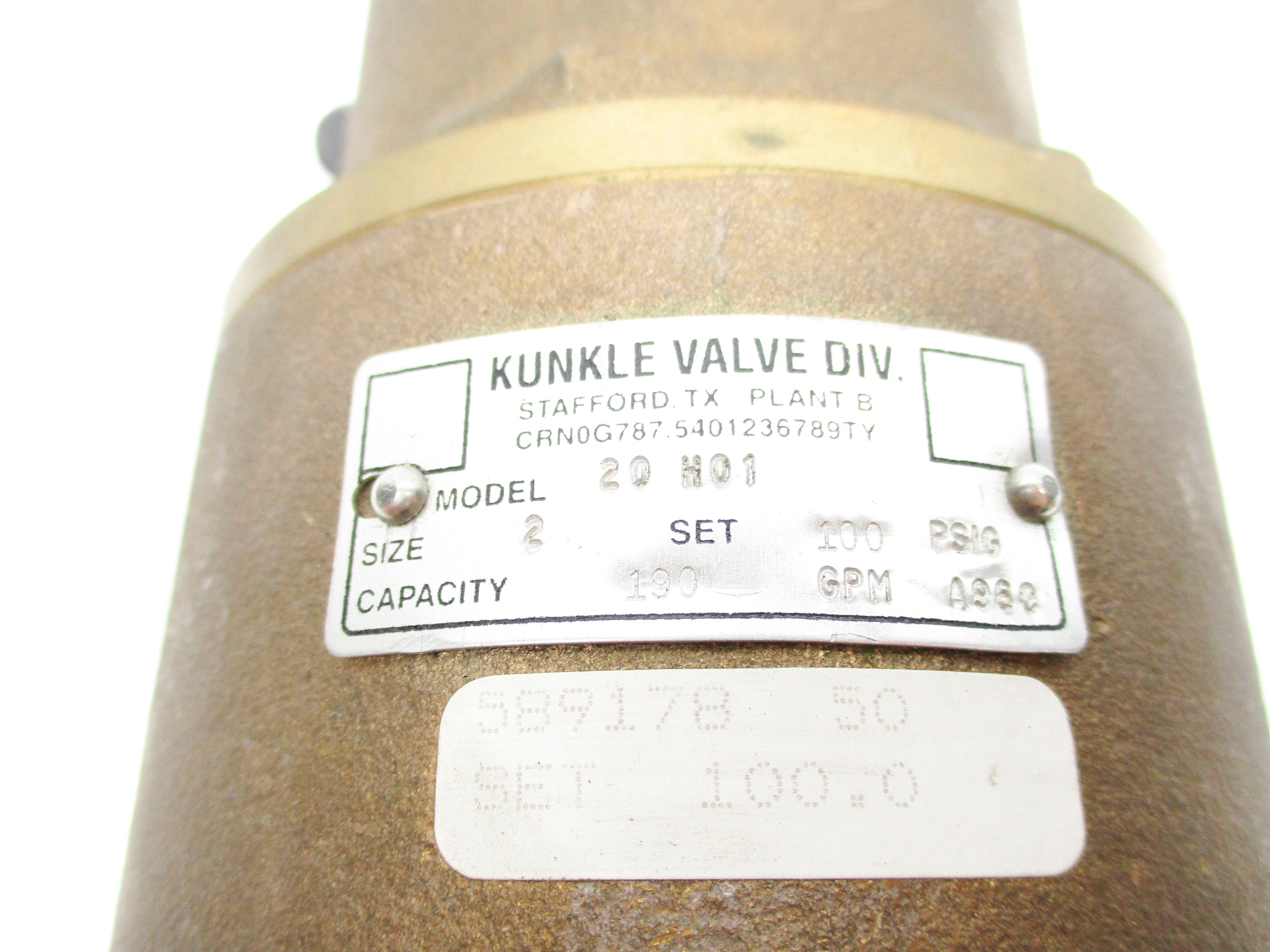 KUNKLE 20H01 100PSIG NSNP