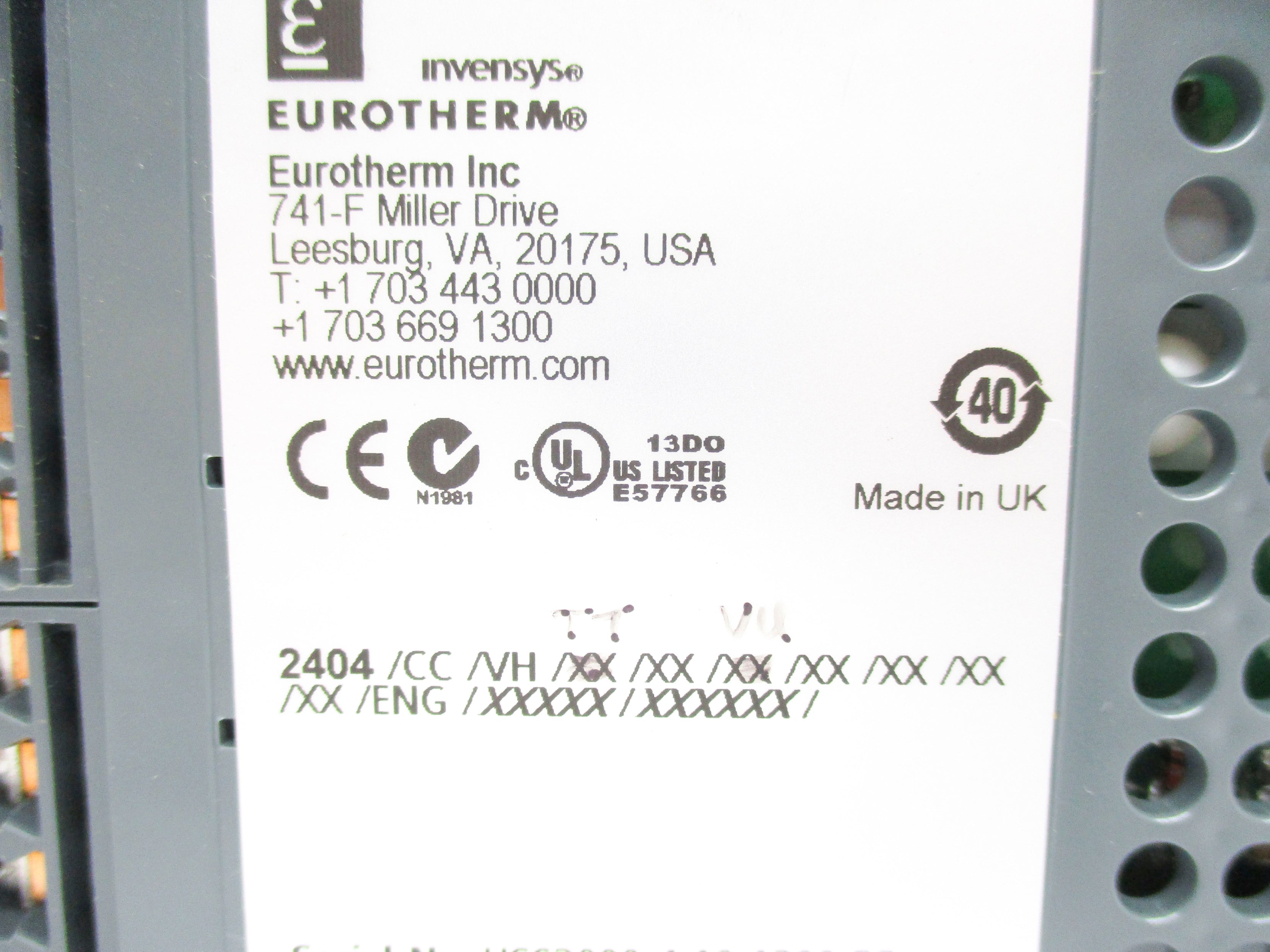 EUROTHERM 2404/CC/VH/XX/XX/XX/XX/XX/XX/XX/ENG/XXXXX/XXXXXX/ NSNP