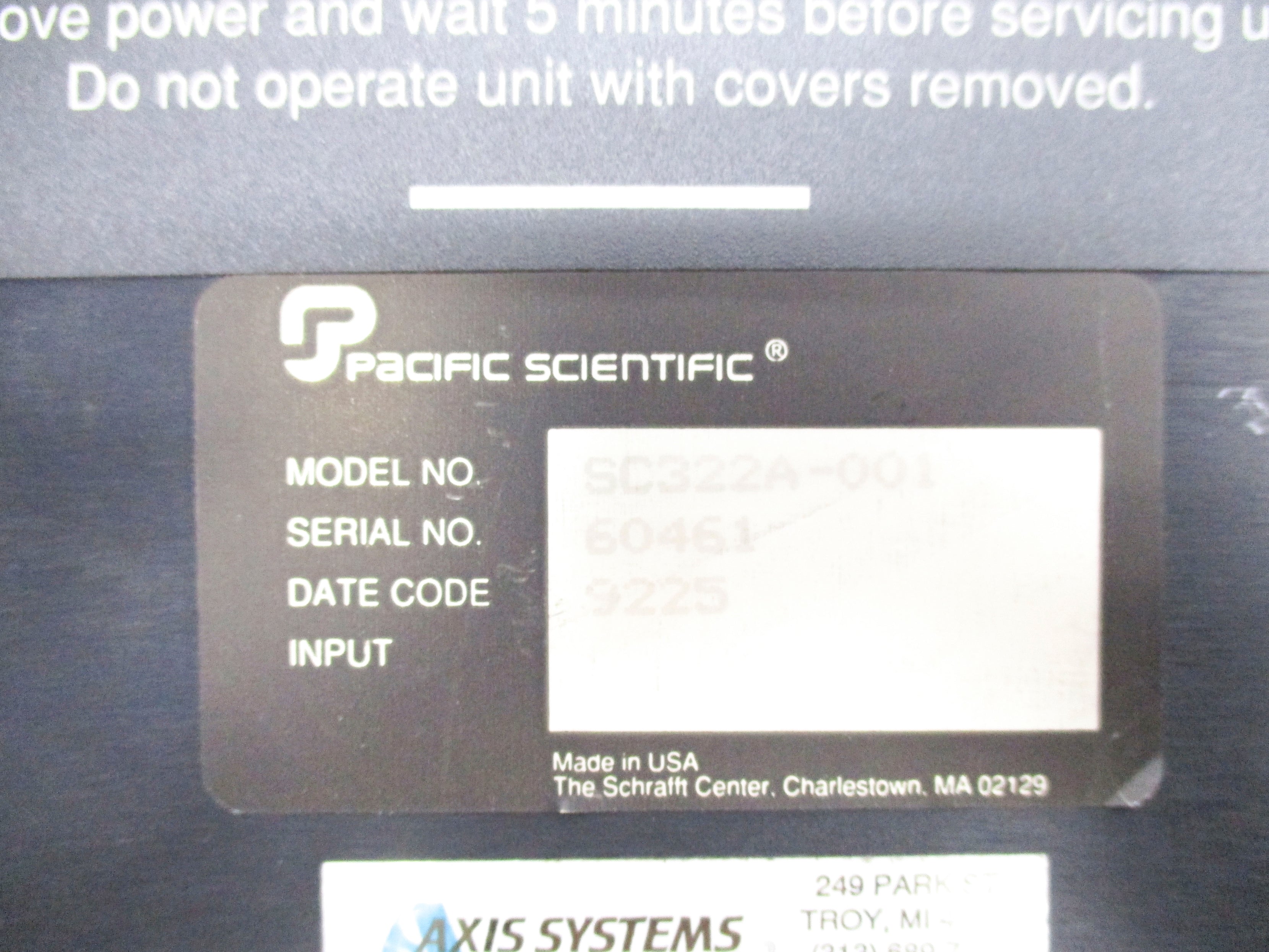 PACIFIC SCIENTIFIC SC322A-001 UNMP