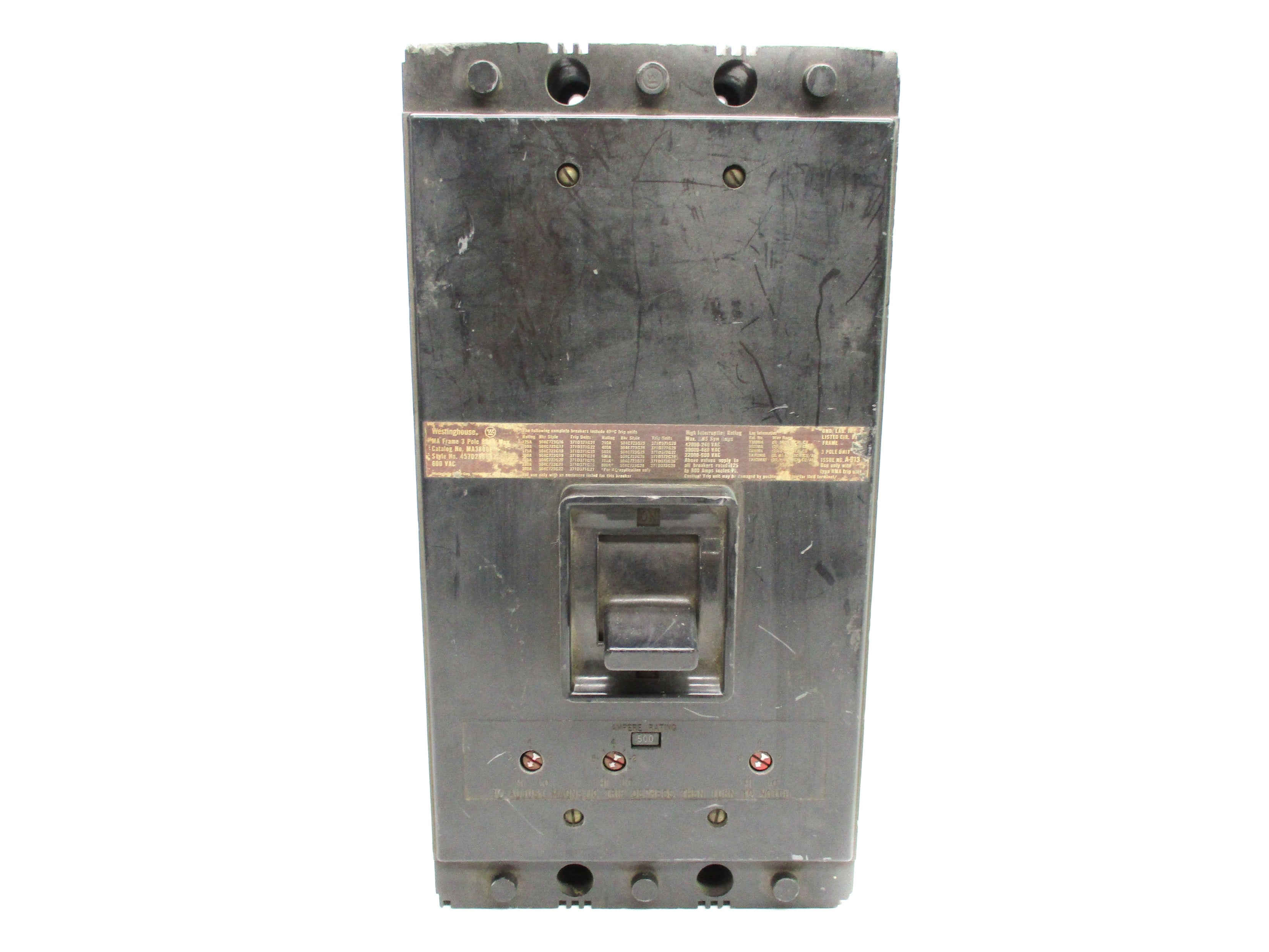 WESTINGHOUSE MA3800 500A 600VAC UNMP