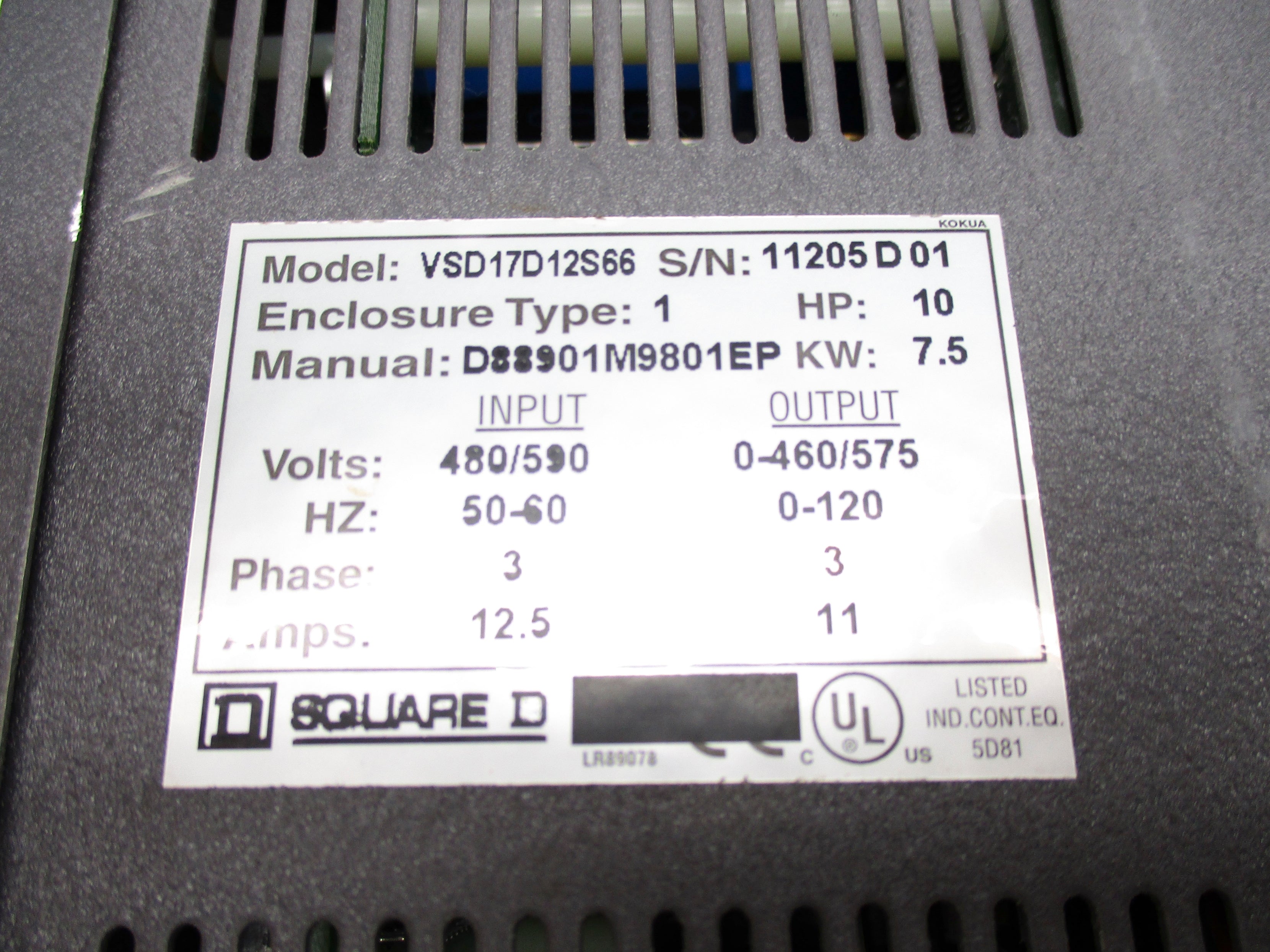 SQUARE D VSD17D12S66 UNMP
