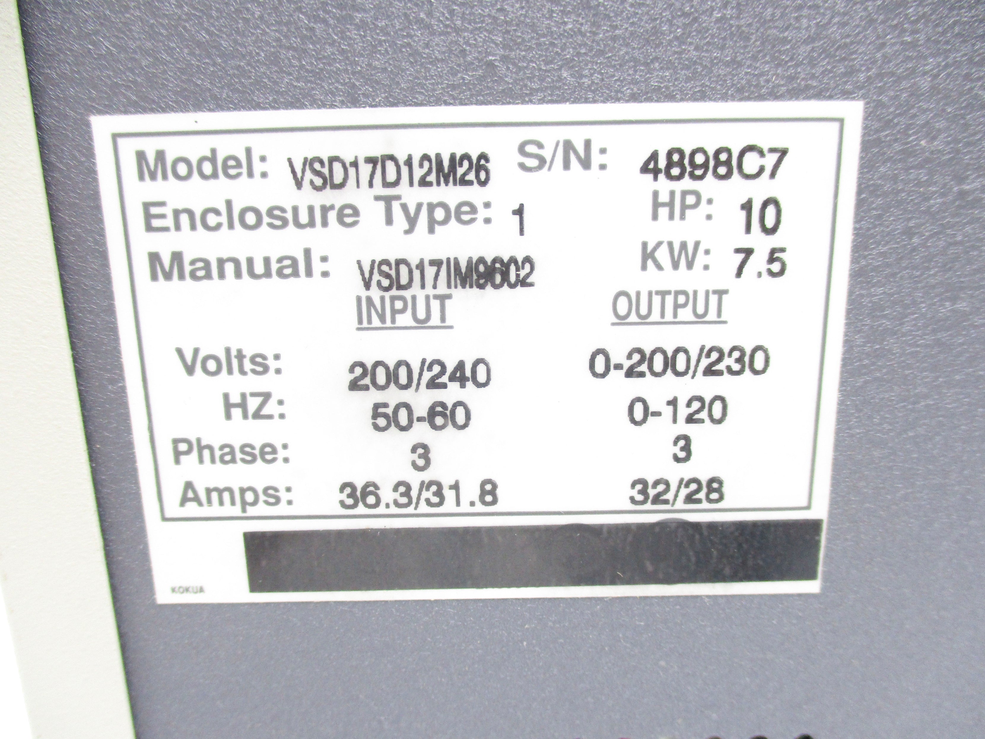 SQUARE D VSD17D12M26 NSNP