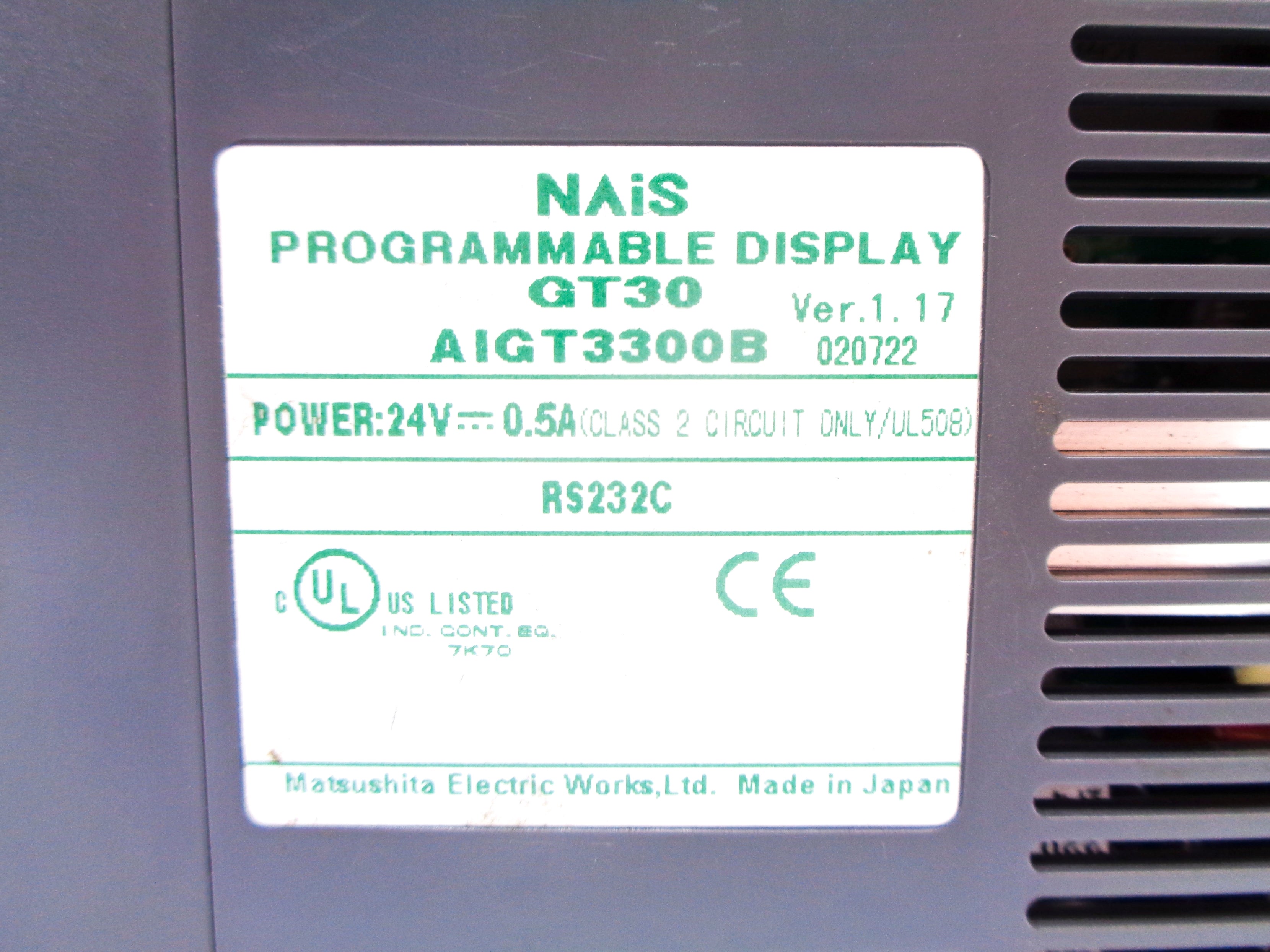 NAIS GT30 AIGT3300B UNMP