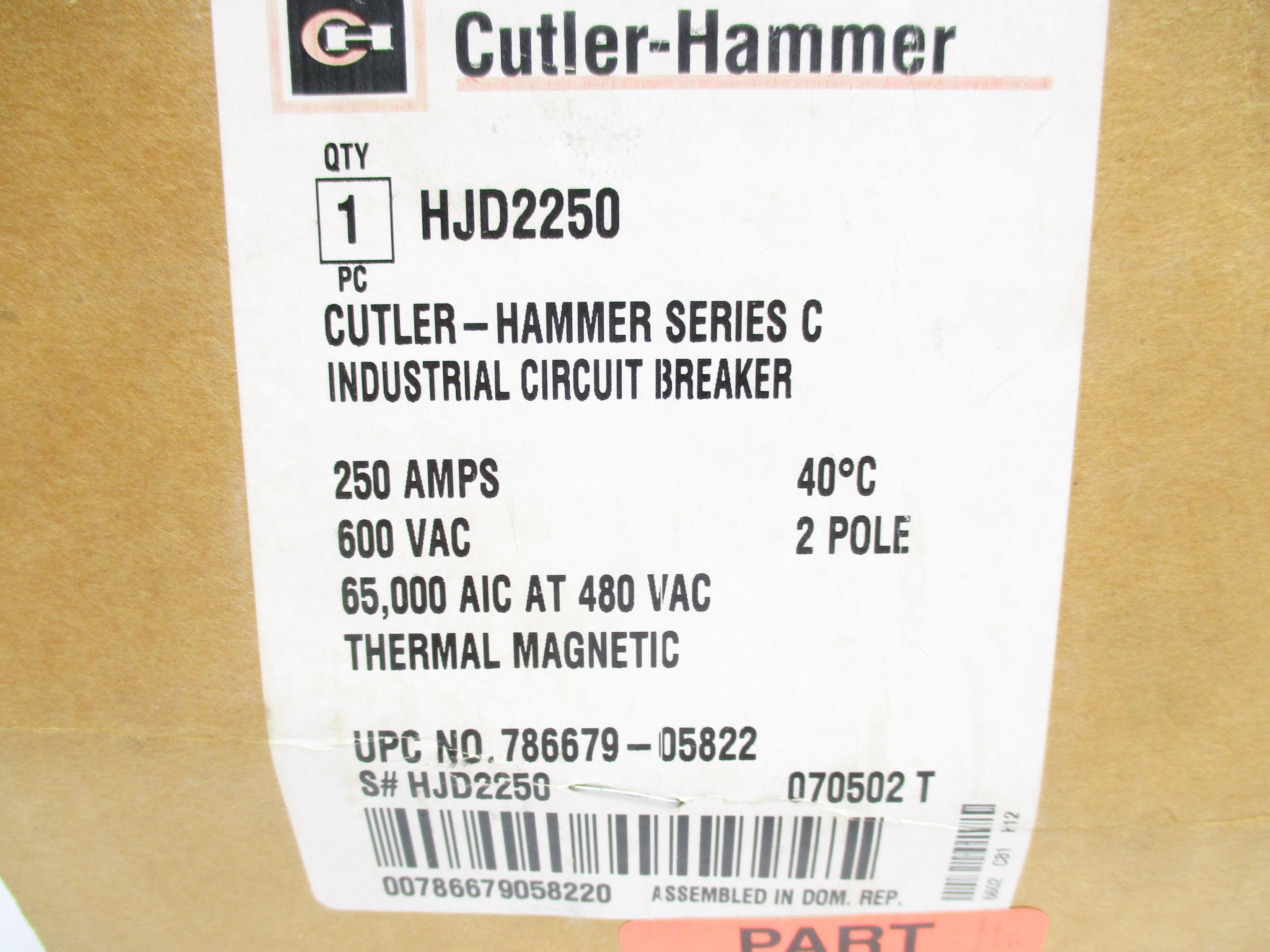 CUTLER HAMMER HJD2250 SER. C 250A 600VAC NSMP