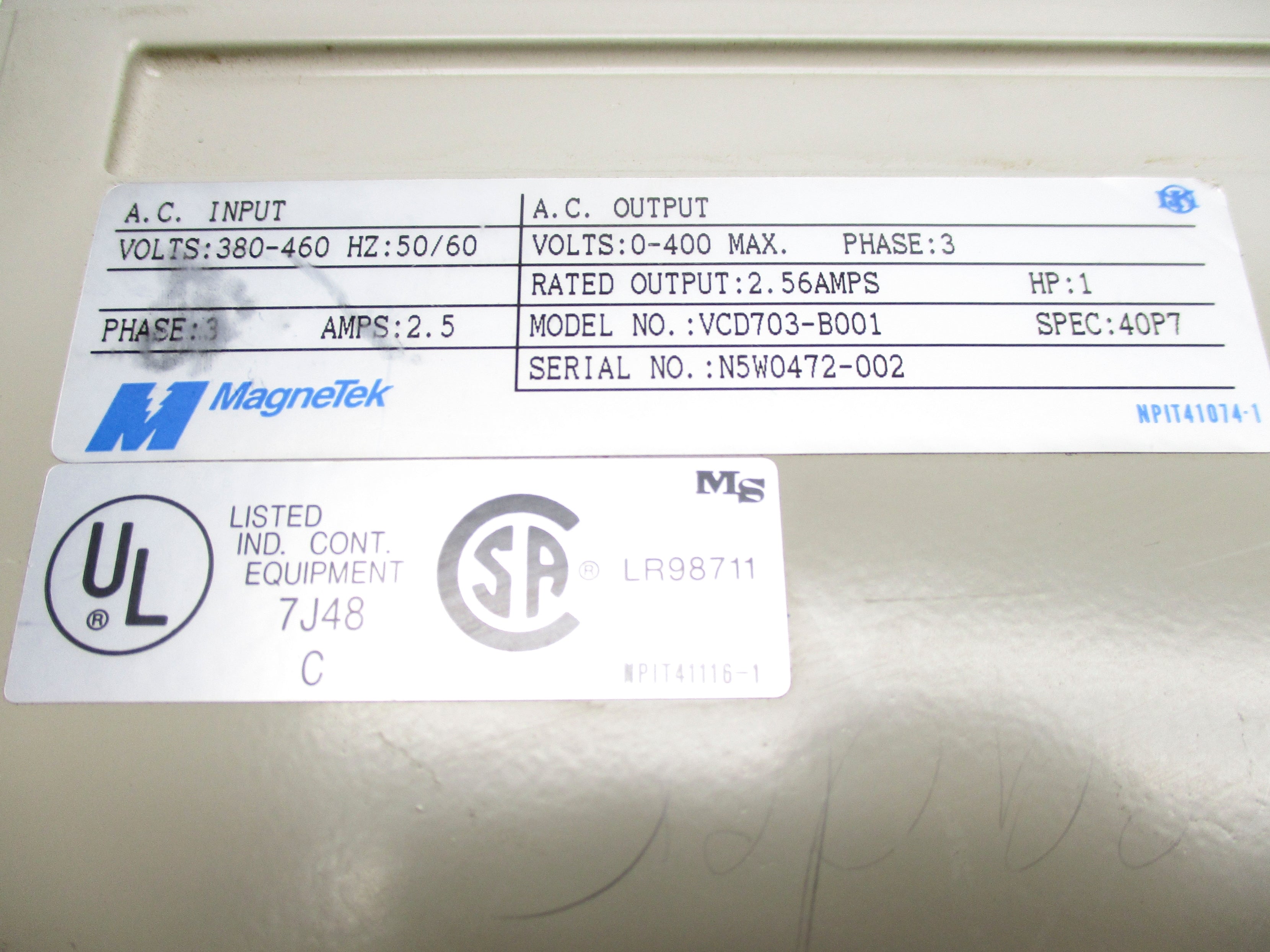 MAGNETEK VCD703-B001 (AS PICTURED) UNMP