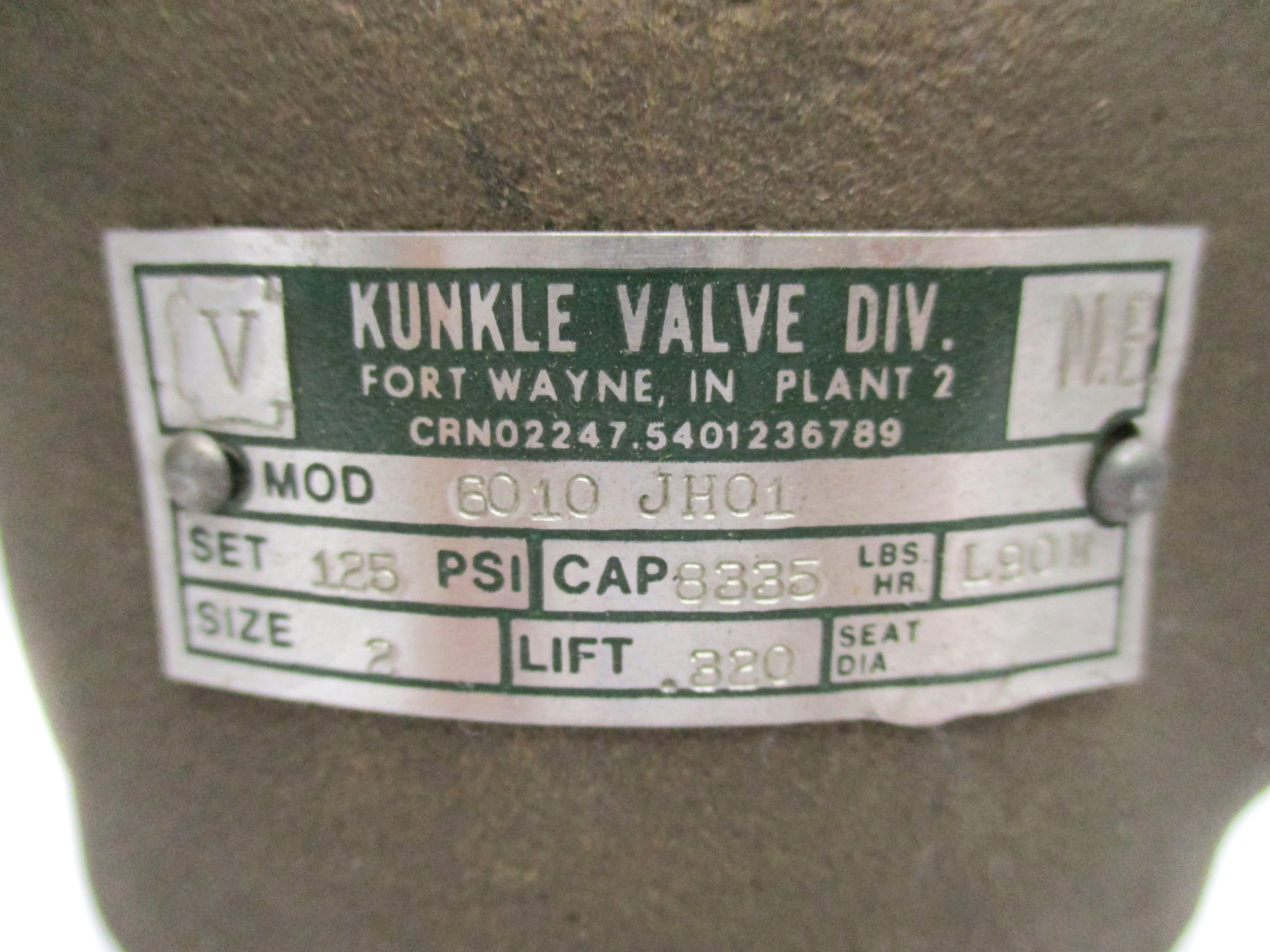 KUNKLE 6010JH01 125PSI NSNP