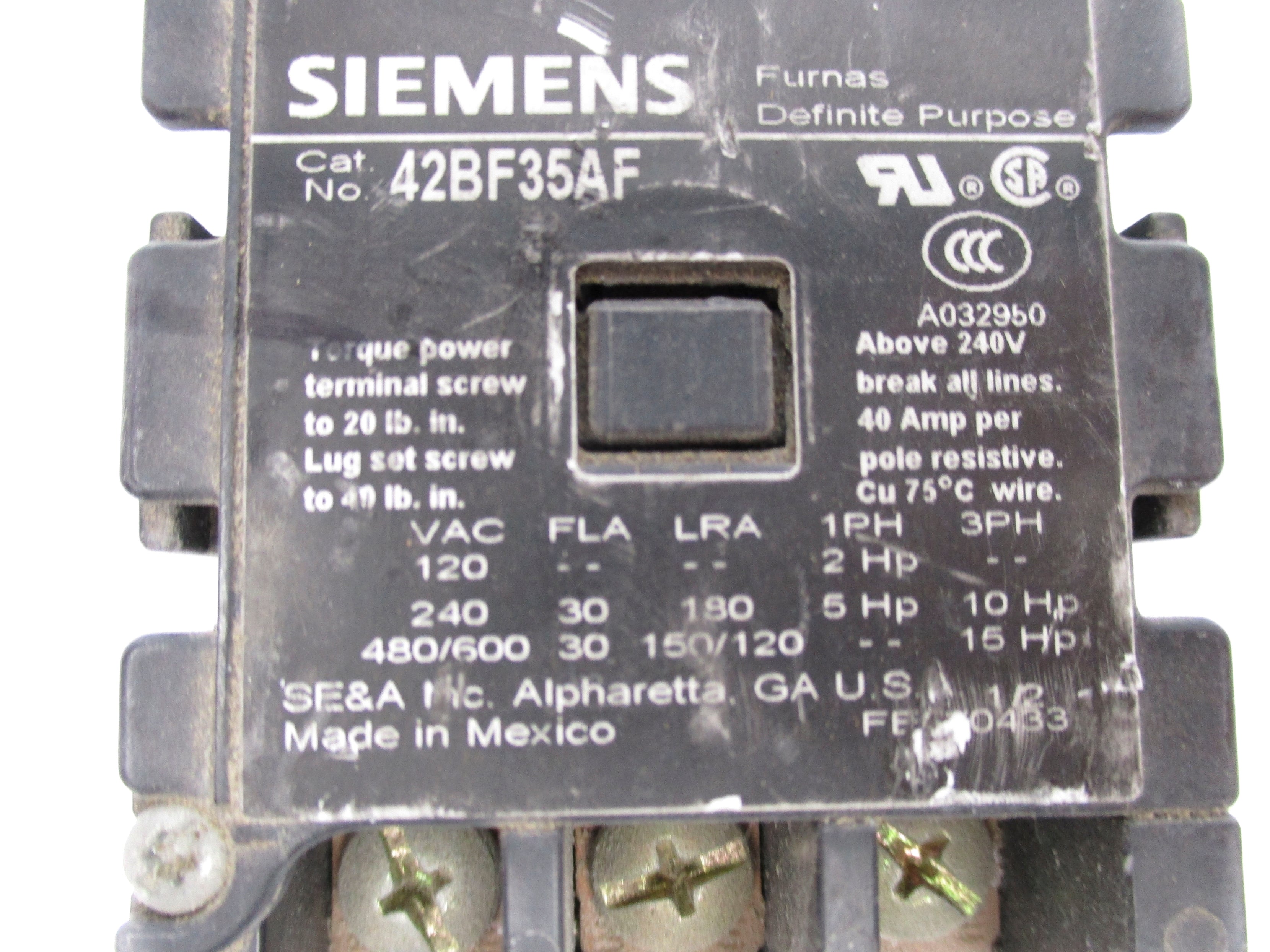 SIEMENS 42BF35AF 120VAC UNMP