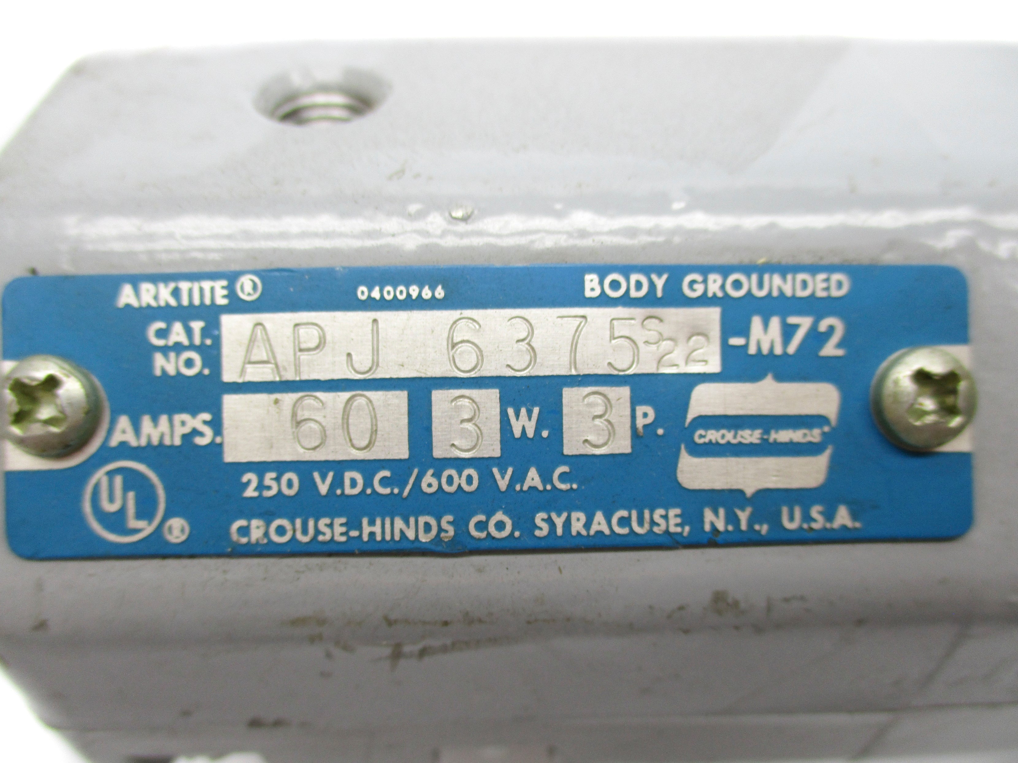 CROUSE HINDS APJ6375-M72 UNMP