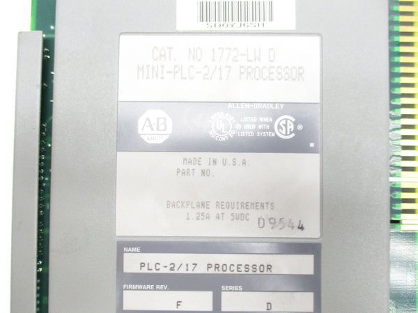 ALLEN BRADLEY 1772-LW SER. D F/W F 5VDC 1.25A (NO KEY) UNMP