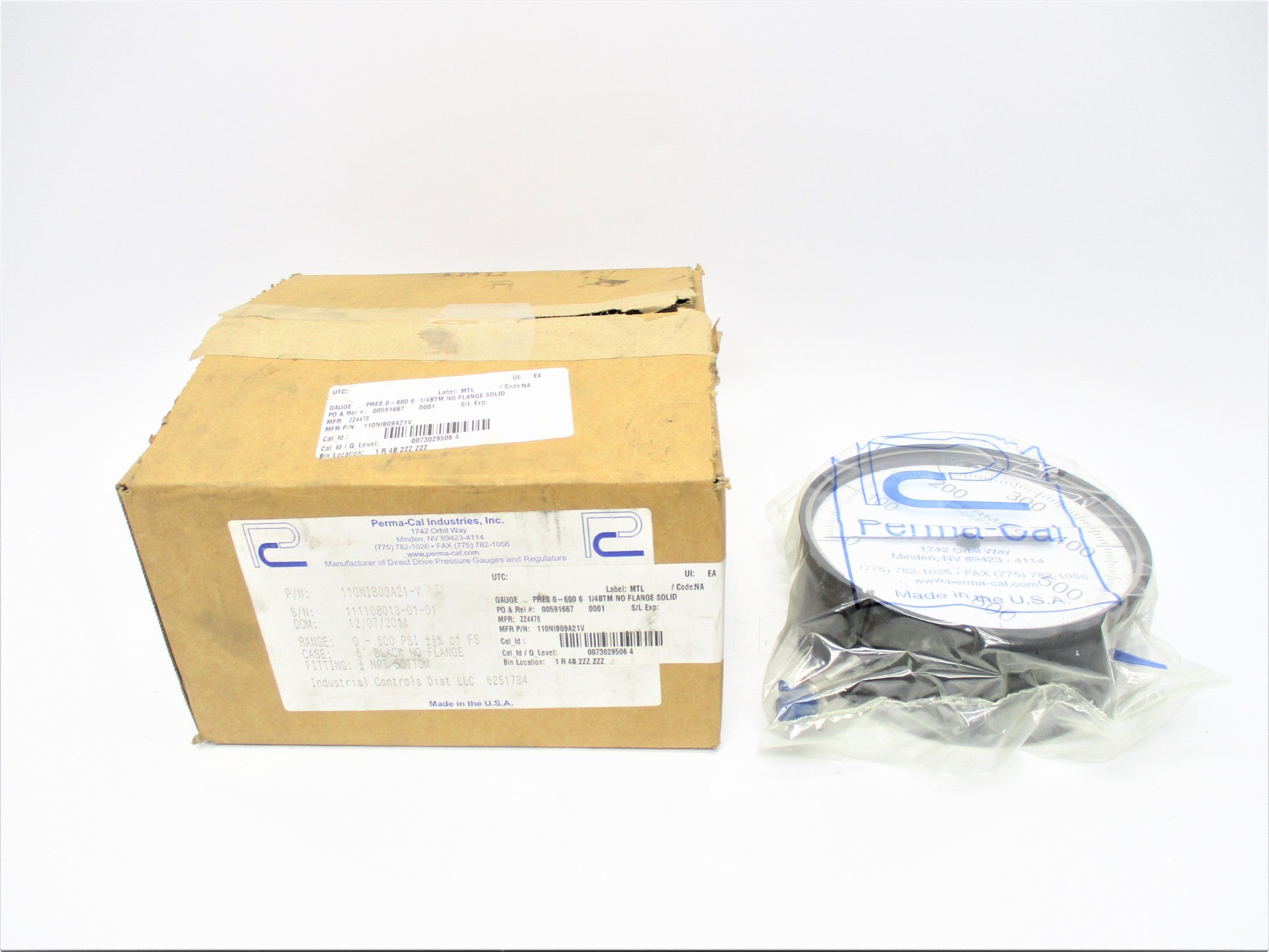 PERMA-CAL INDUSTRIES 100NIB09A21-V 0-600PSI NSMP