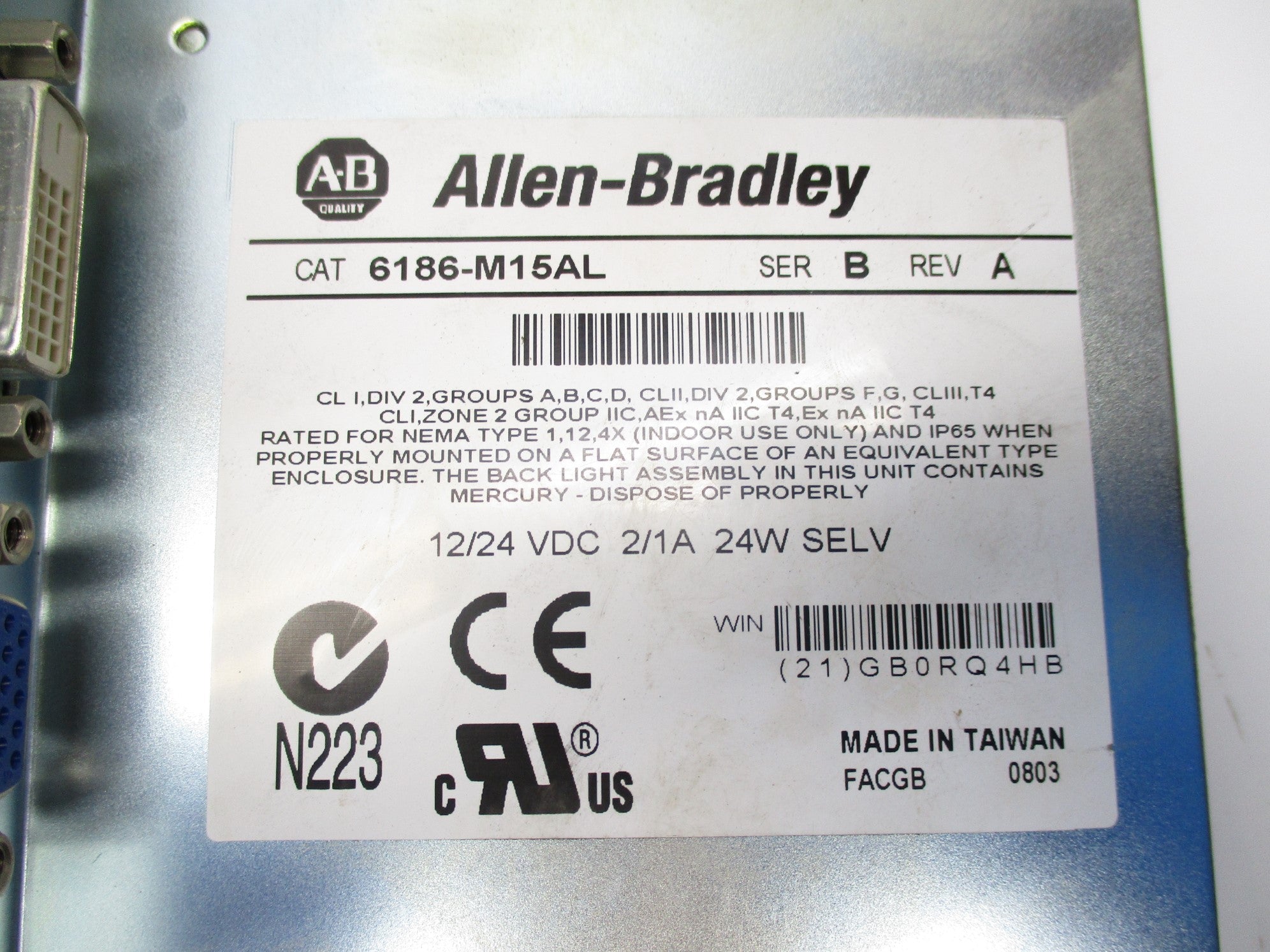 ALLEN BRADLEY 6186-M15AL SER. B UNMP