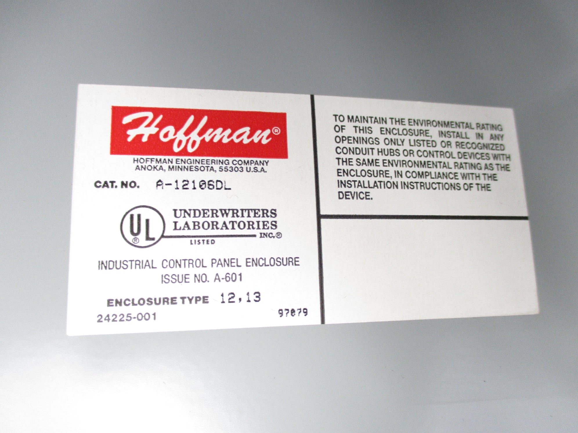 HOFFMAN A-12106DL NSNP