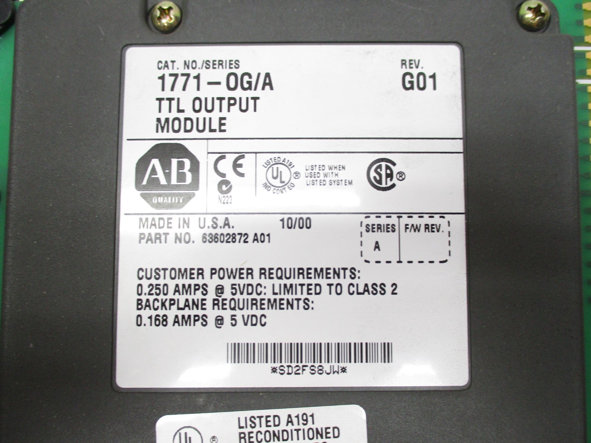 ALLEN BRADLEY 1771-OG/A SER. A UNMP