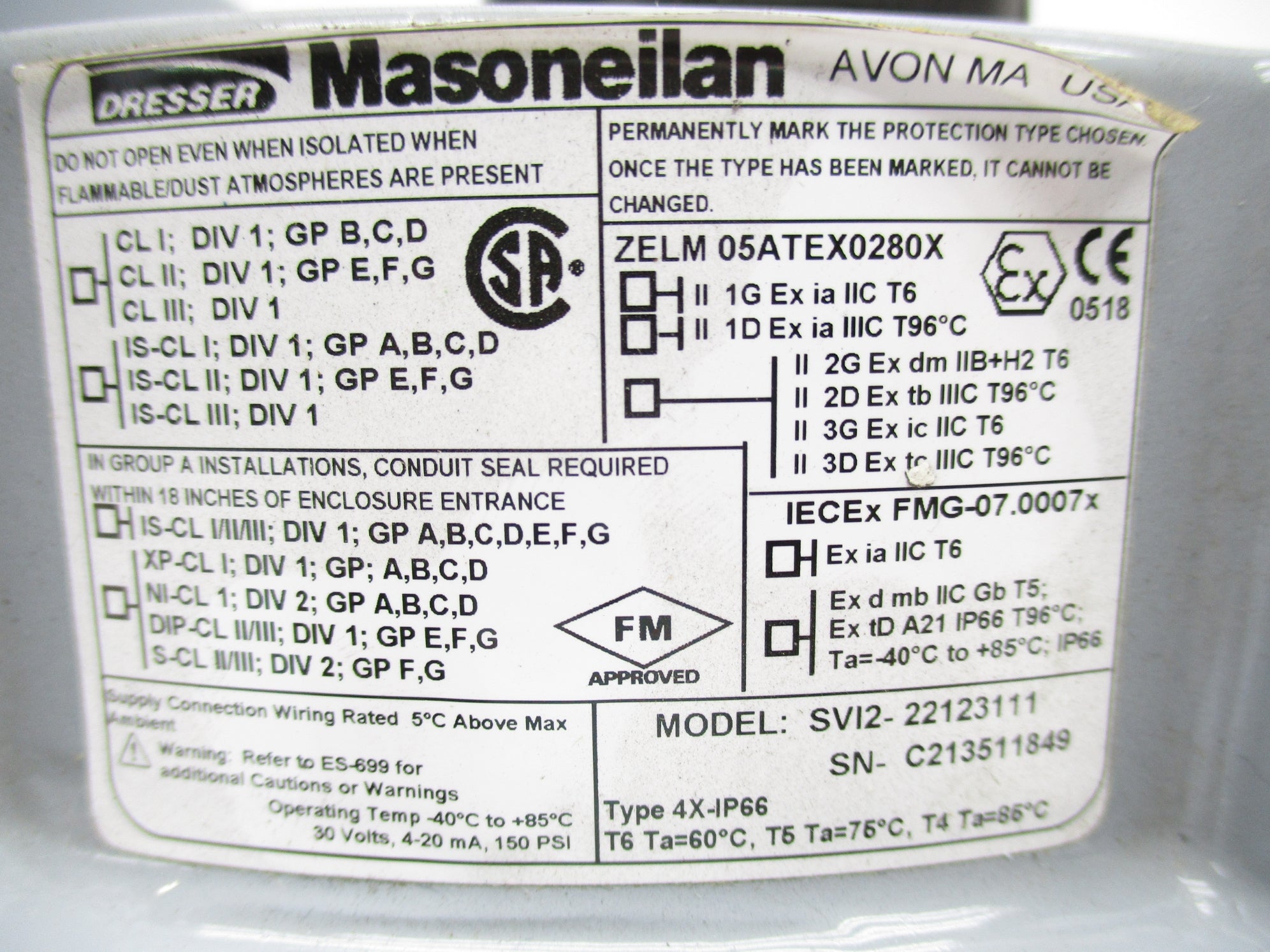 MASONEILAN SV12-22123111 NSNP