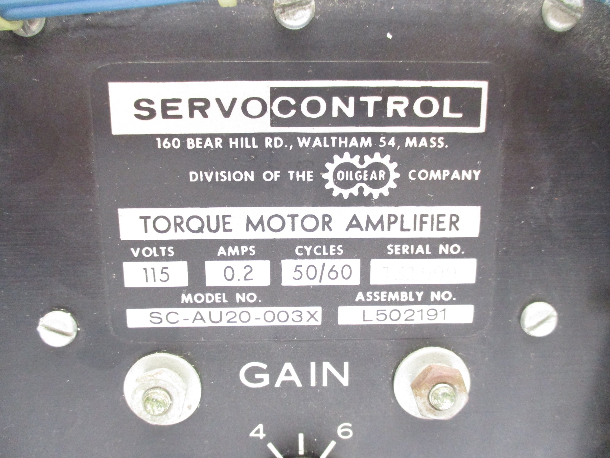 OILGEAR SC-AU20-003X UNMP