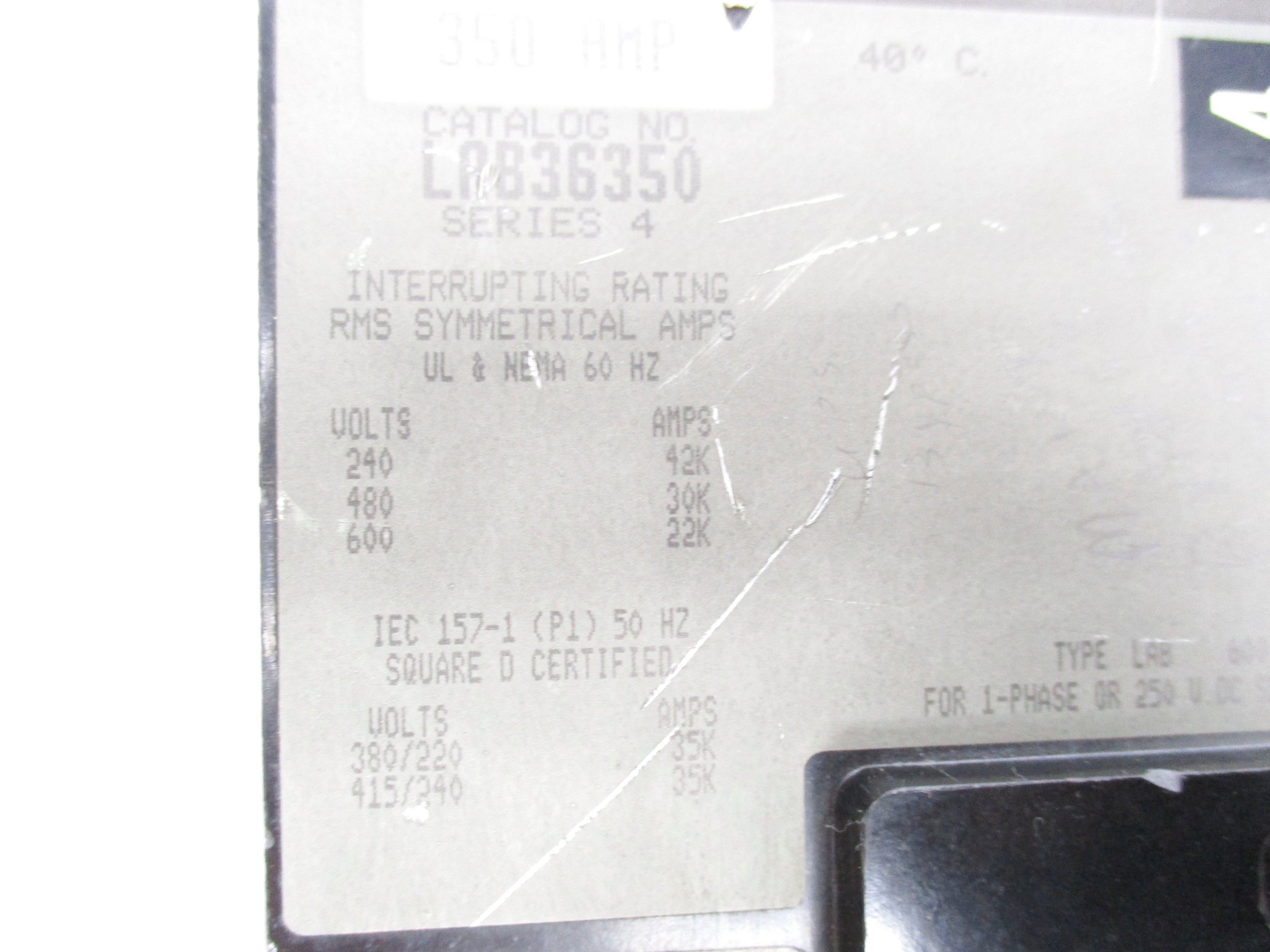 SQUARE D LAB36350 SER. 4 350A 240V UNMP