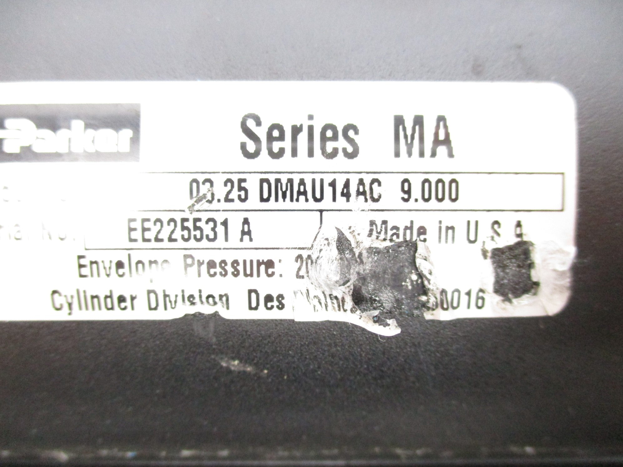 PARKER 03.25DMAU14AC9.000 200PSI NSNP
