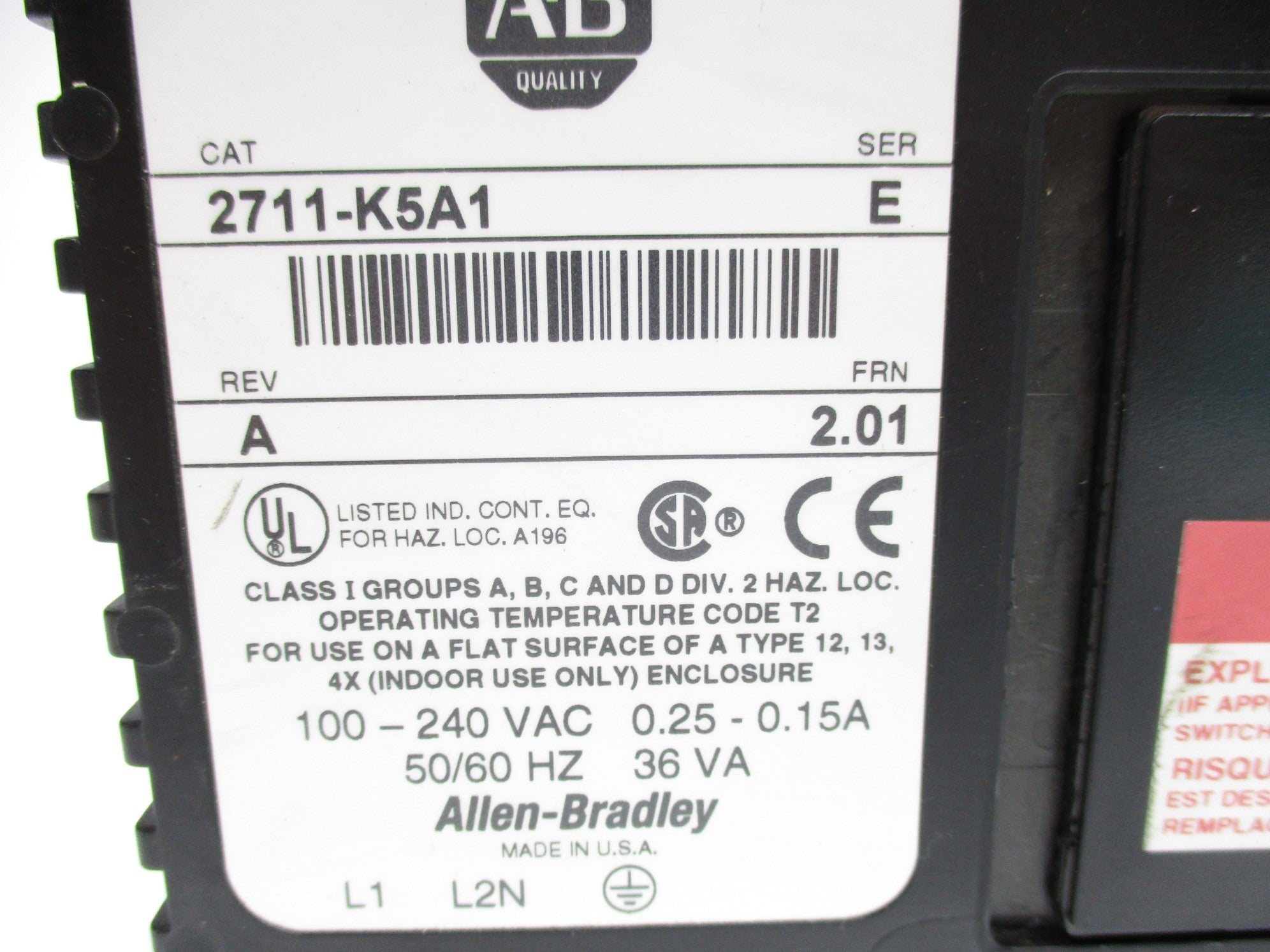 ALLEN BRADLEY 2711-K5A1 SER. E F/W 2.01 UNMP