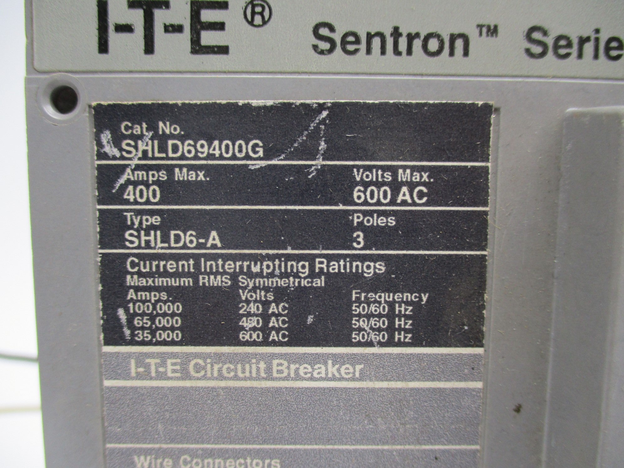 SIEMENS SHLD69400G 400A 600VAC UNMP