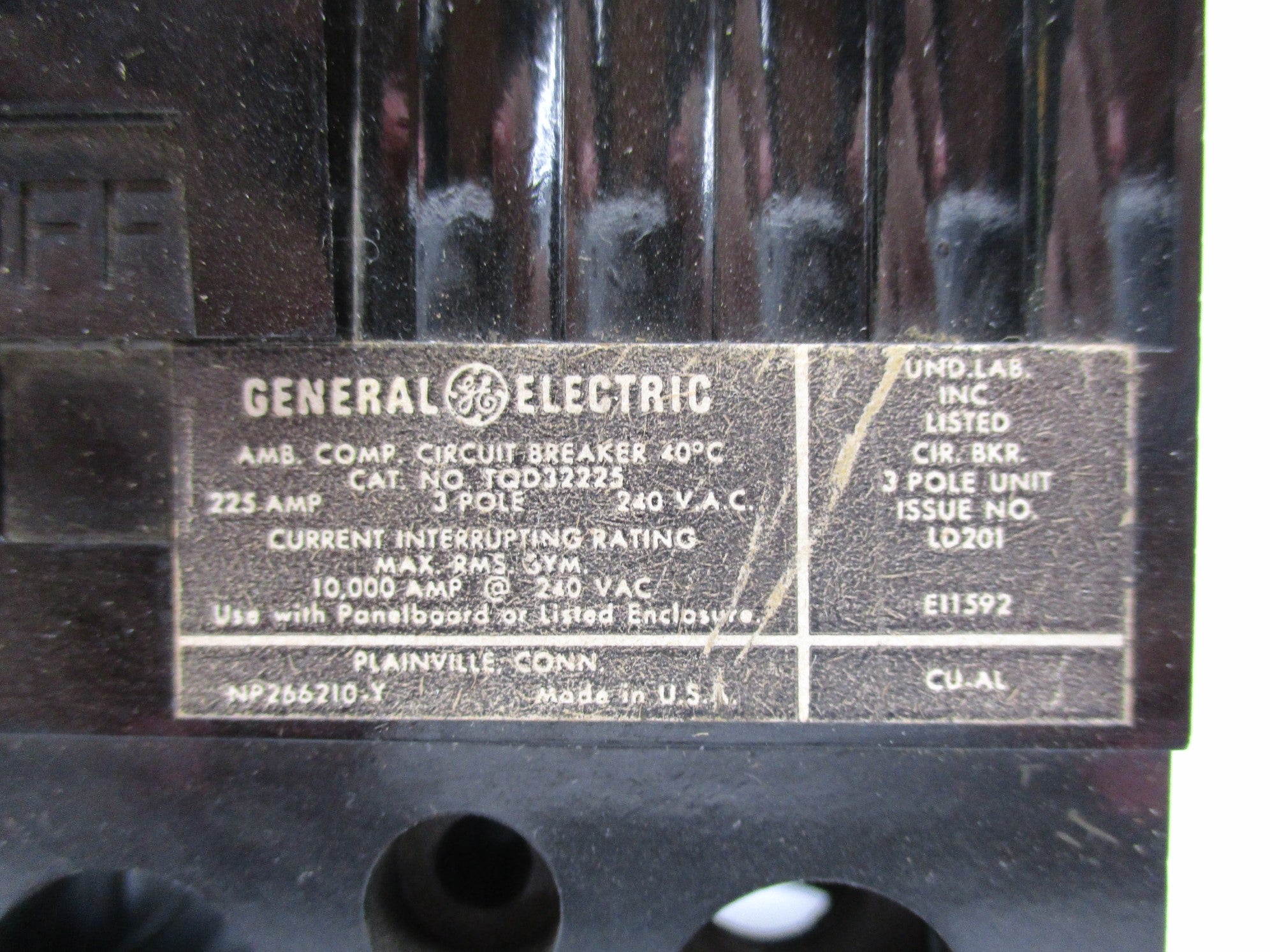 GENERAL ELECTRIC TQD32225 225A 240VAC UNMP