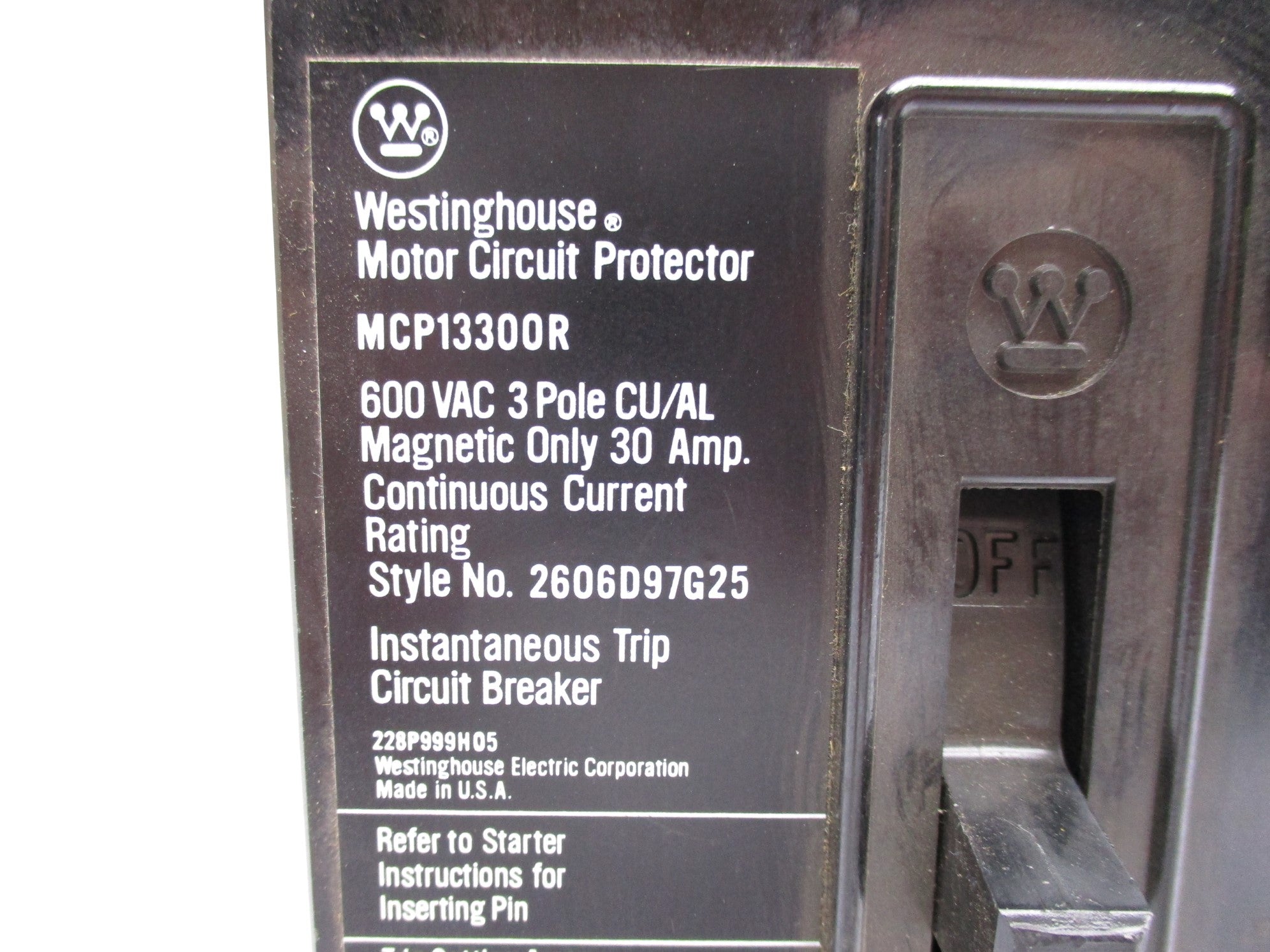 WESTINGHOUSE MCP13300R 600VAC 30A NSNP
