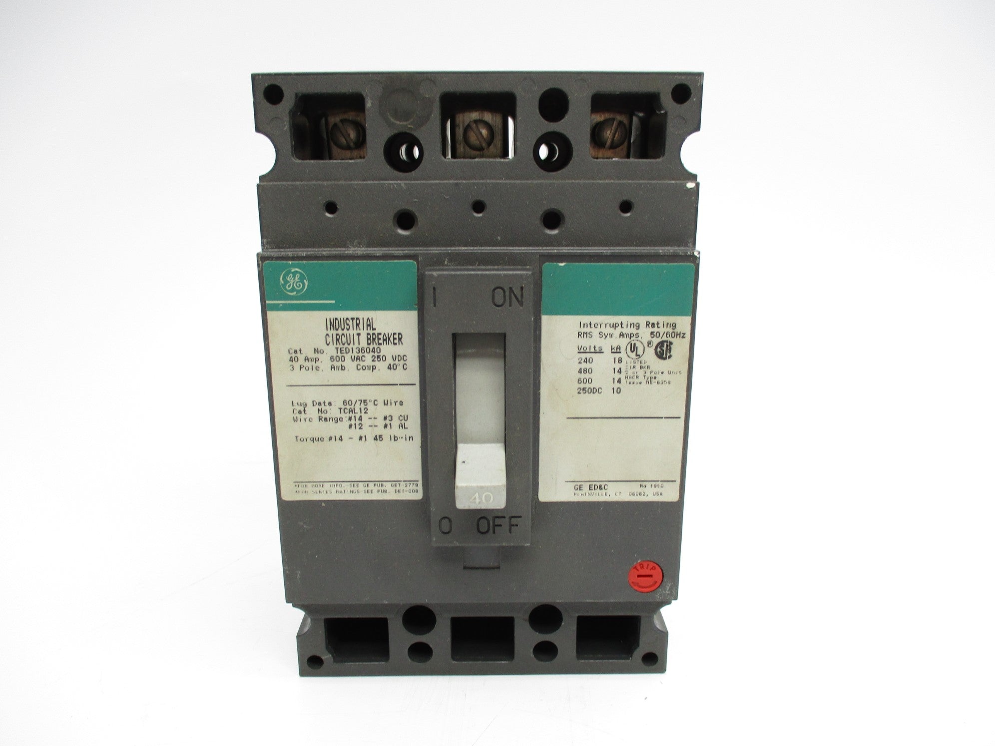 GENERAL ELECTRIC TED136040 40A 600VAC NSNP
