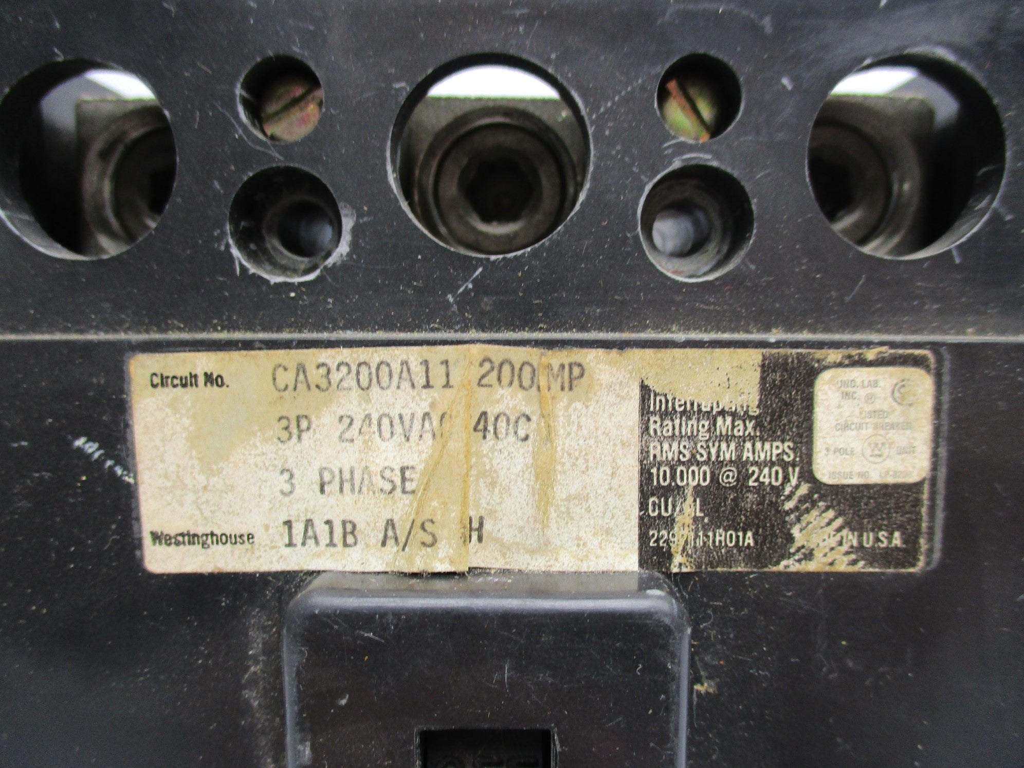 WESTINGHOUSE CA3200A11 200A 240VAC UNMP
