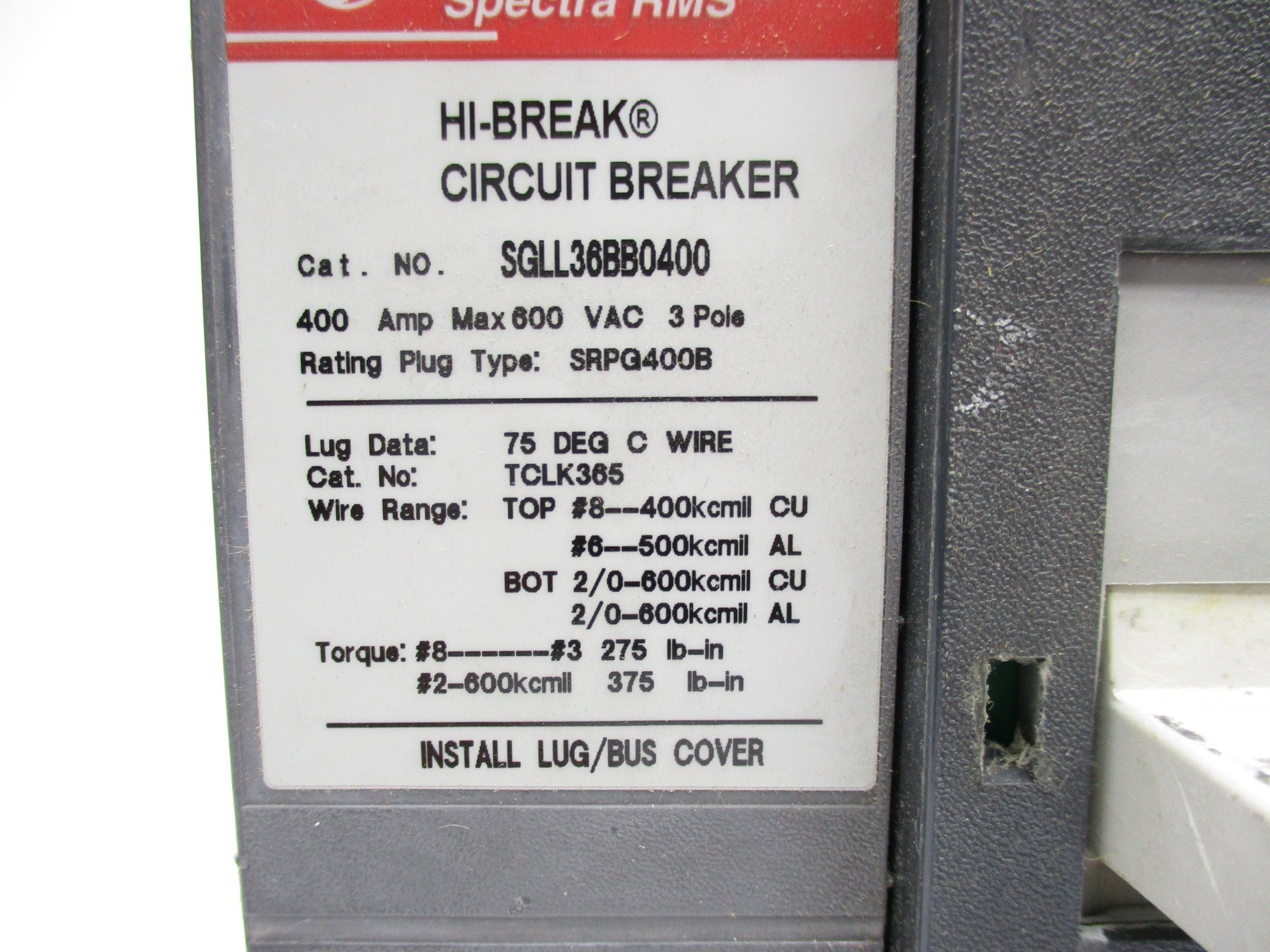 GENERAL ELECTRIC SGLL36BB0400 400A 600VAC NSNP