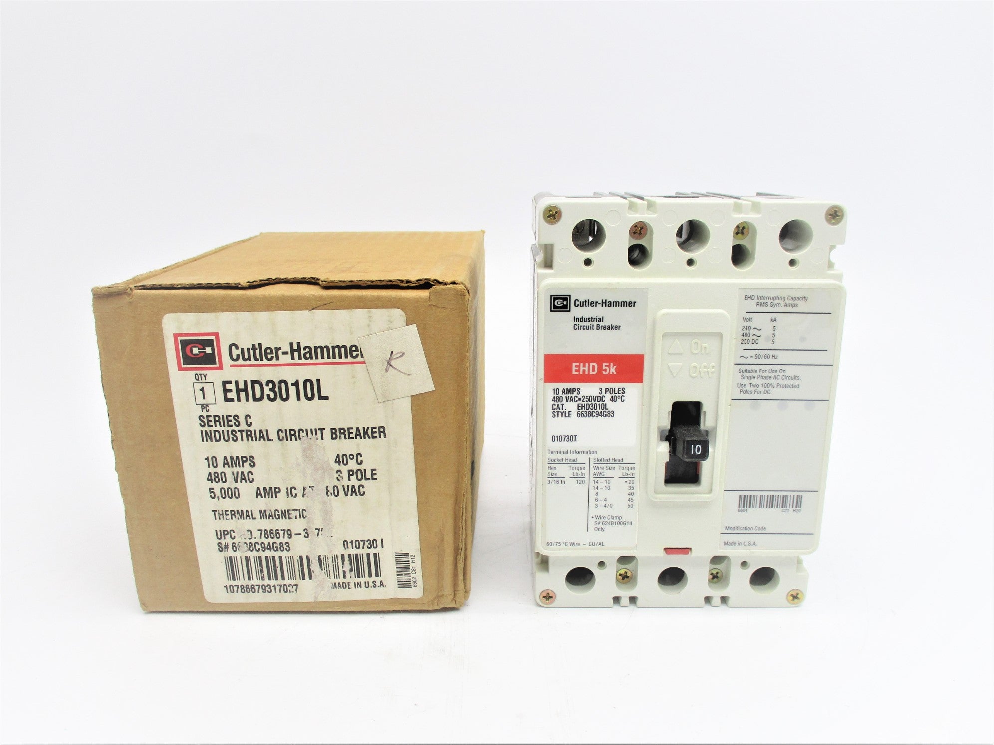 CUTLER HAMMER EHD3010L SER. C 10A 480VAC NSMP