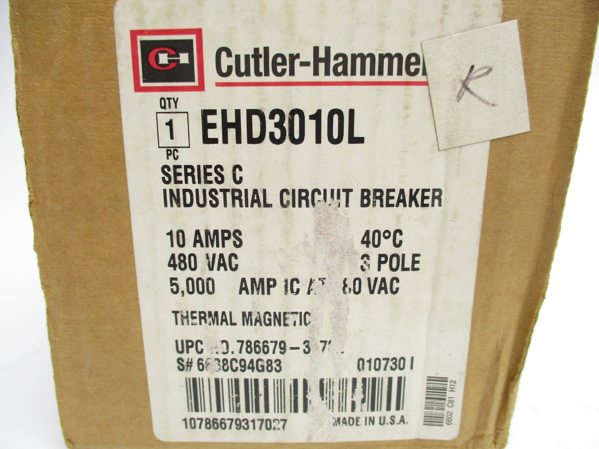 CUTLER HAMMER EHD3010L SER. C 10A 480VAC NSMP
