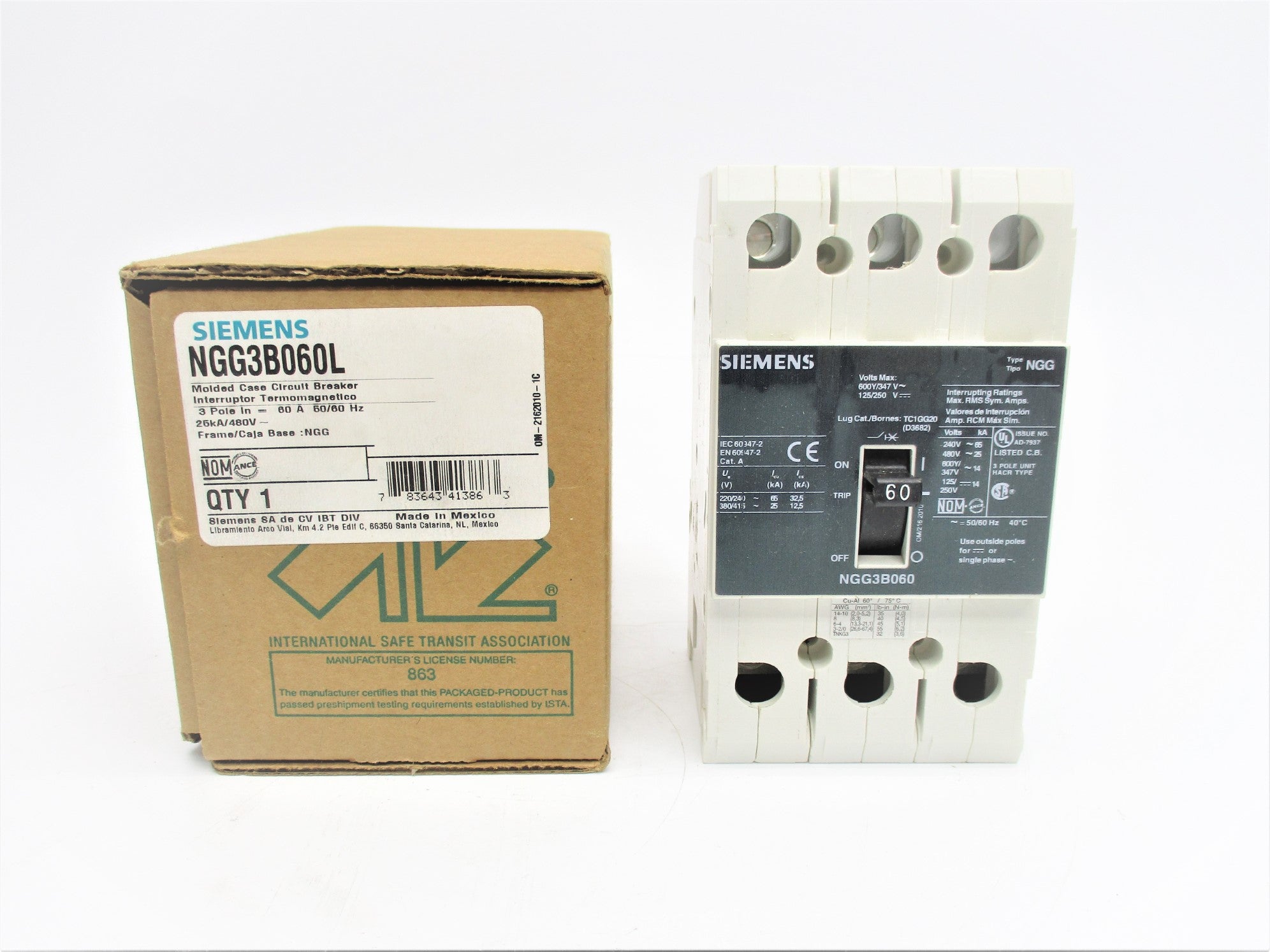 SIEMENS NGG3B060L 60A 480VAC NSMP
