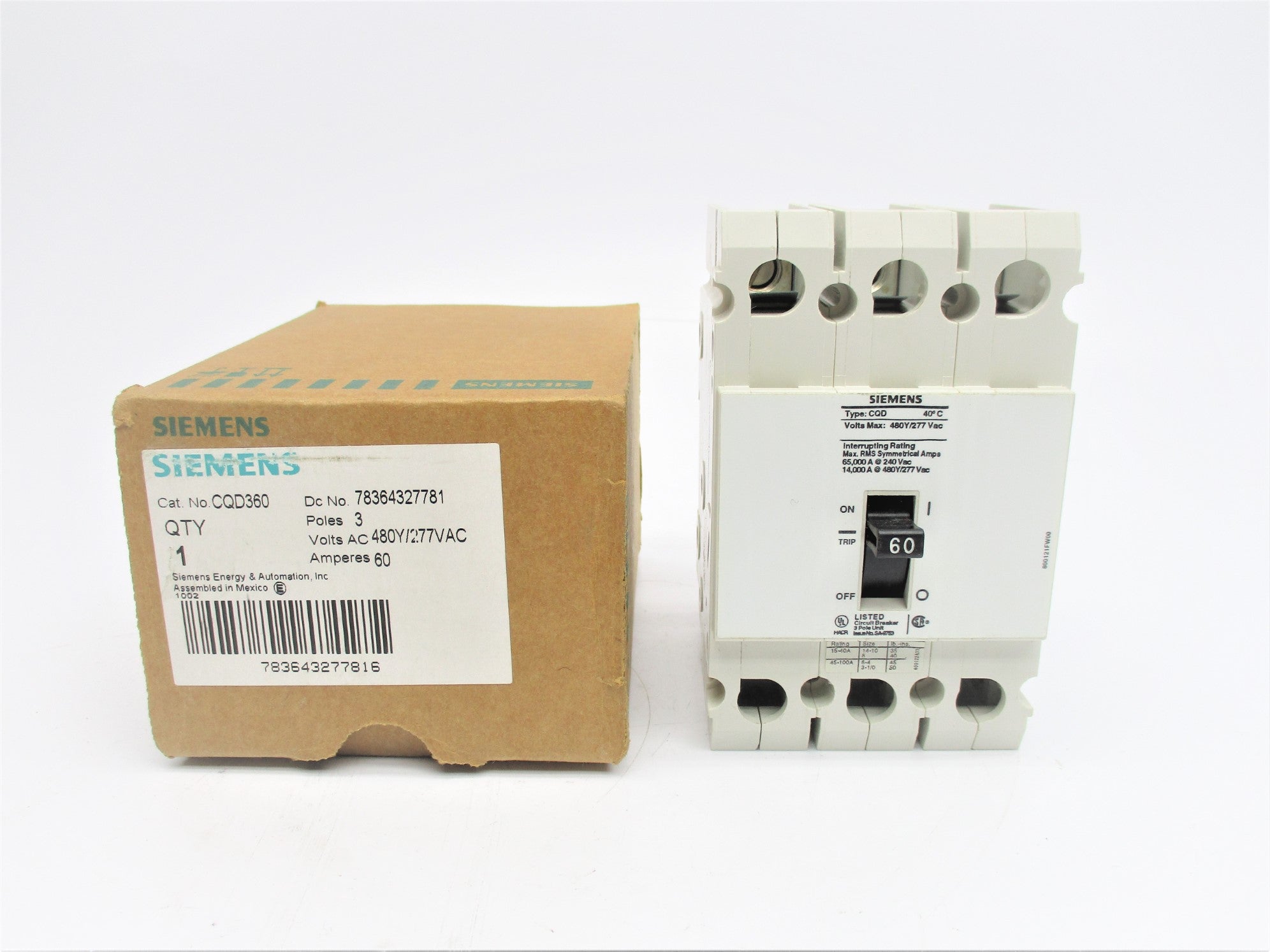 SIEMENS CQD360 60A 277VAC NSMP