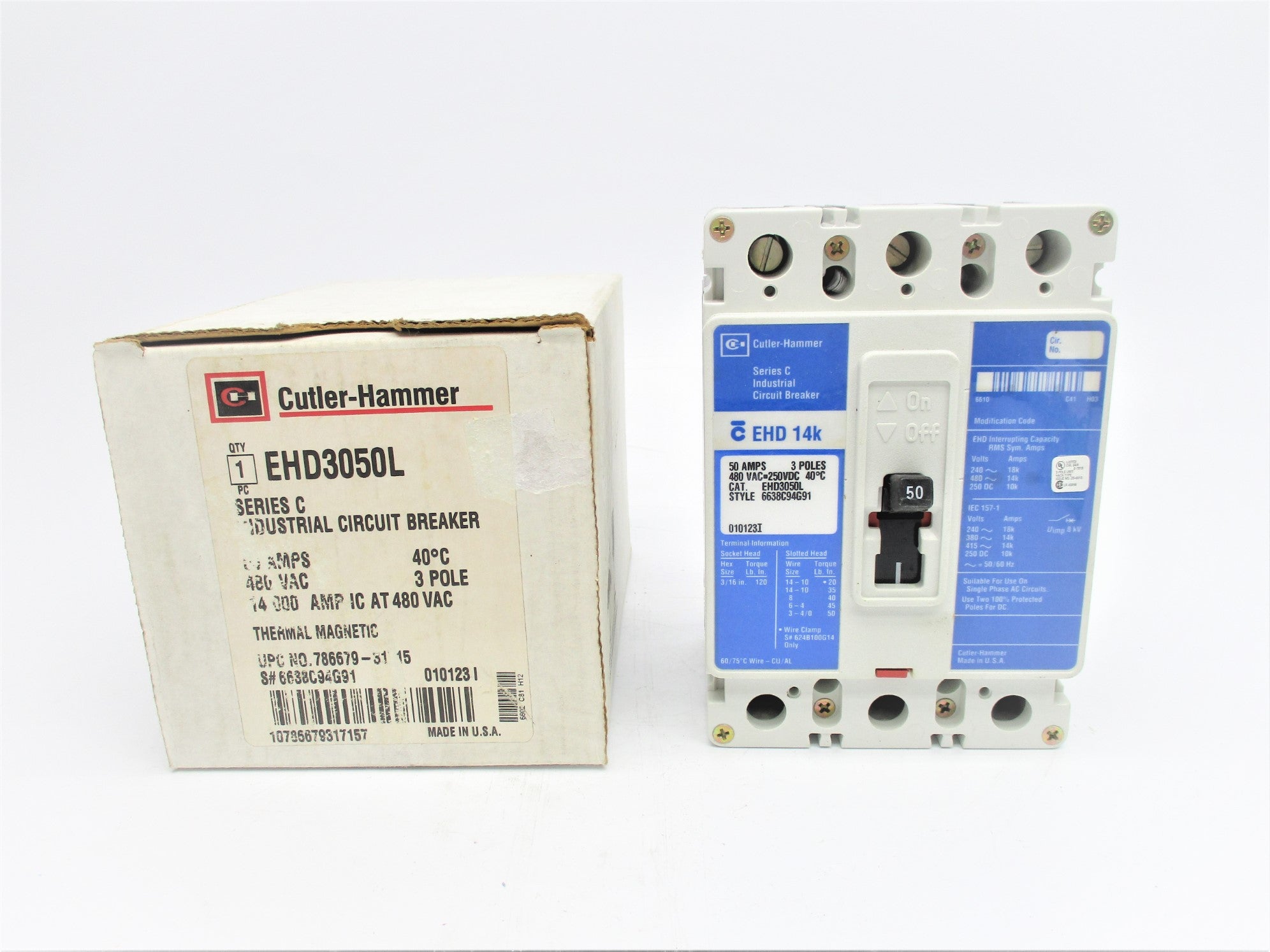 CUTLER HAMMER EHD3050L SER. C 50A 480VAC NSMP